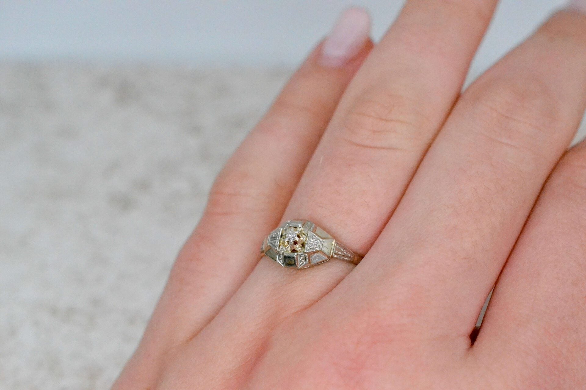 Bague Art Déco losangique Or blanc