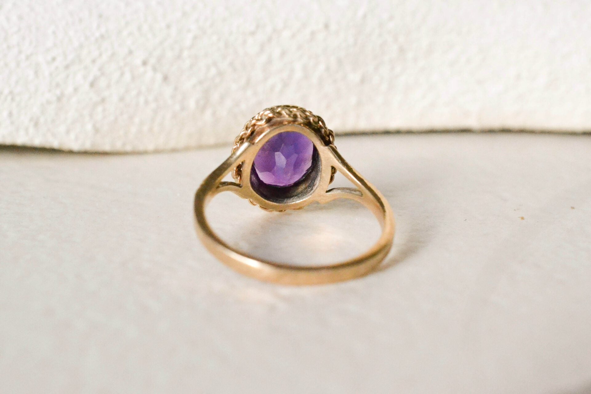 Bague Or jaune Améthyste 9K