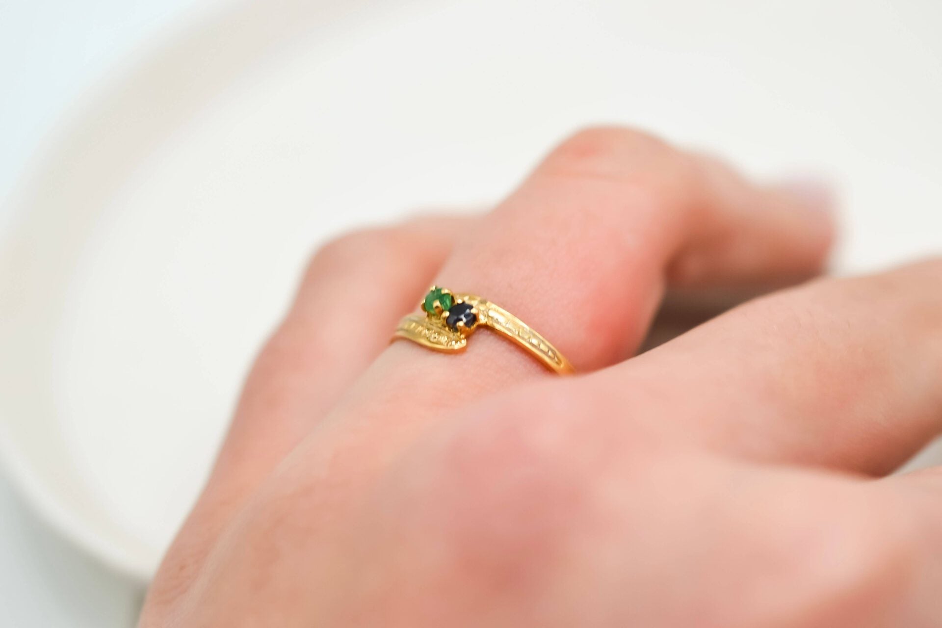 Bague Toi et Moi Saphir Emeraude