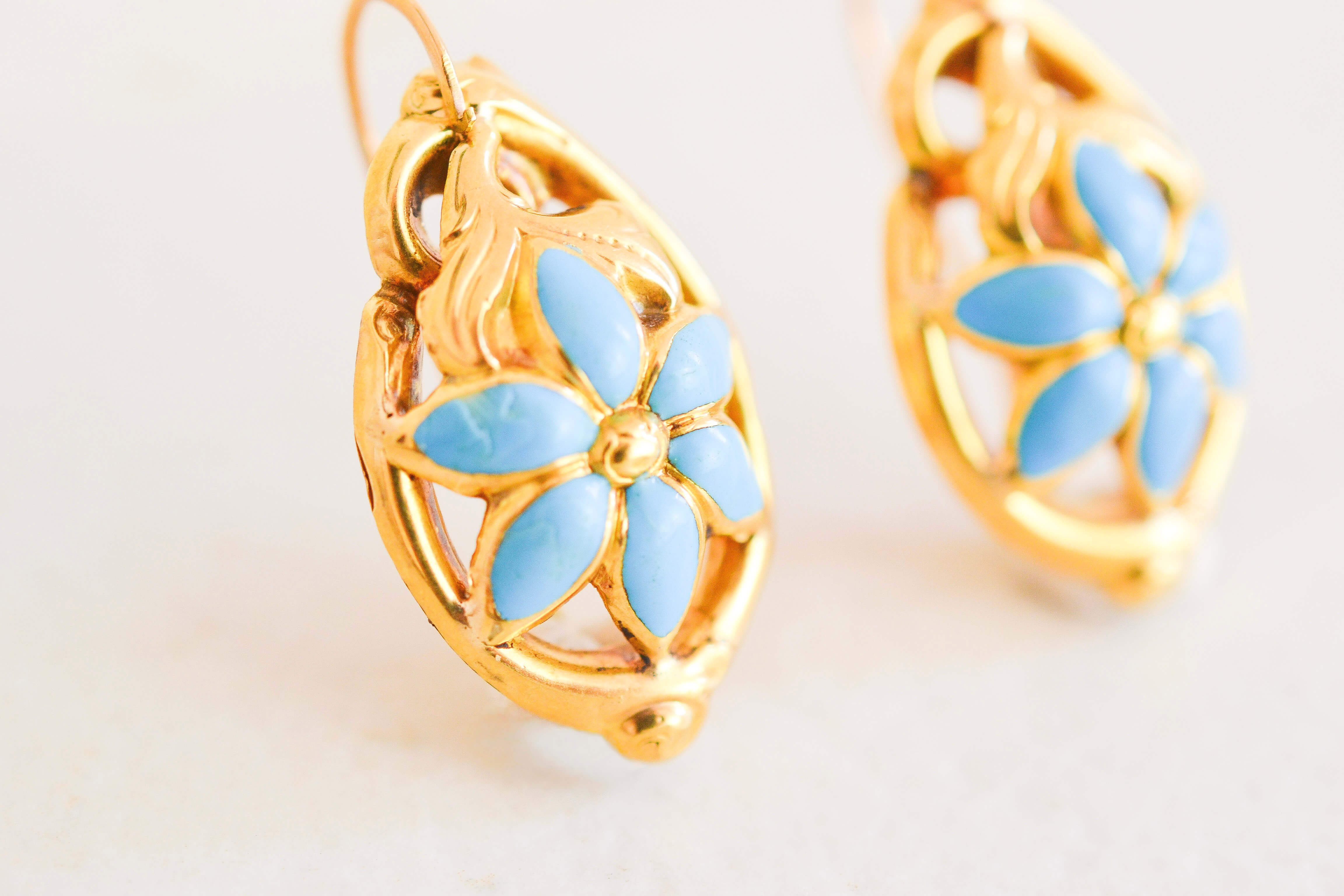 Boucles d'oreilles émail turquoise