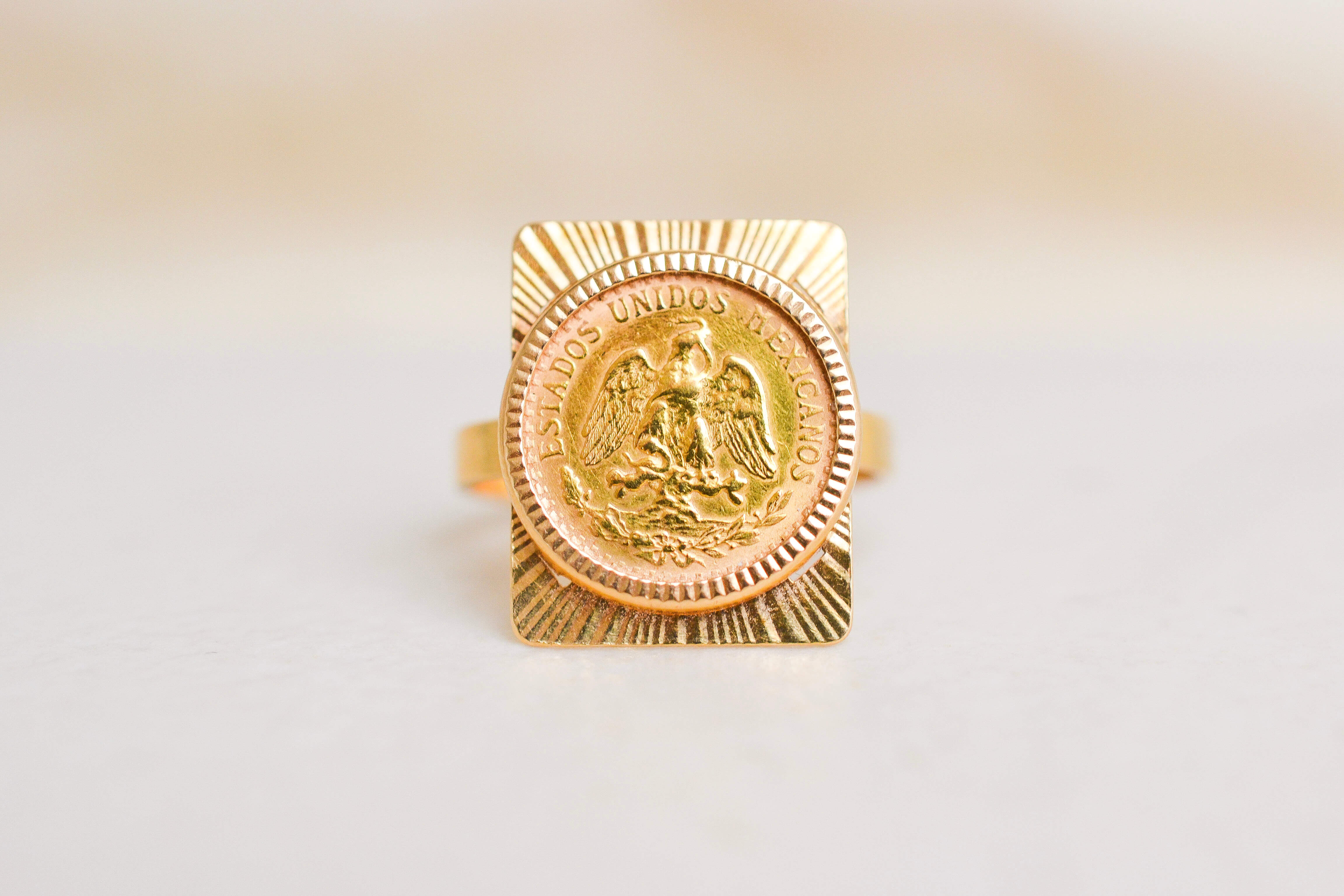 Bague pièce Dos Pesos Mexicain