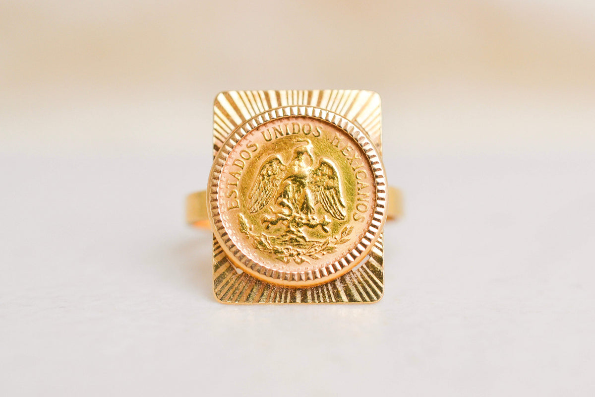 Bague pièce Dos Pesos Mexicain