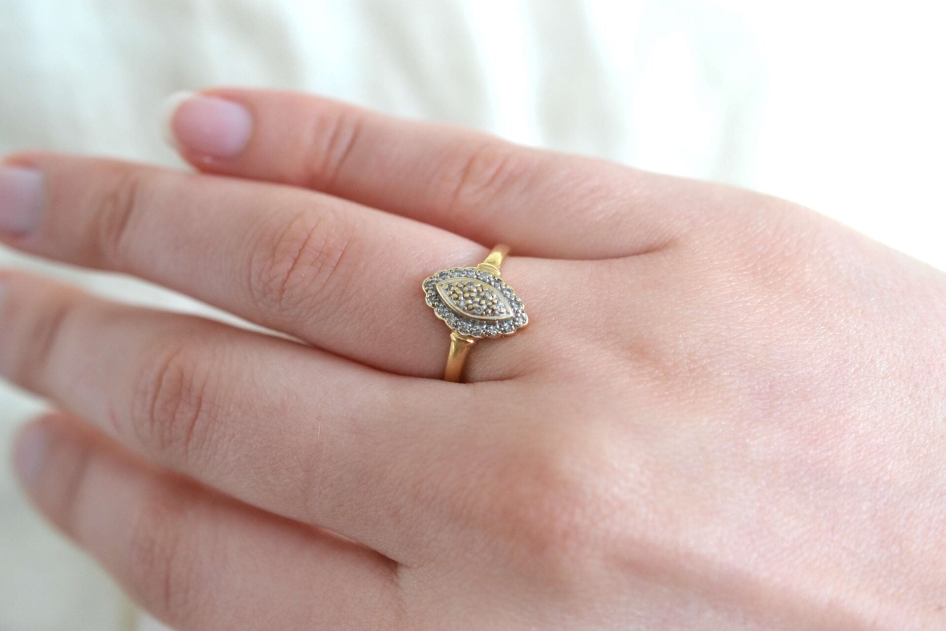 Bague Navette Diamants 2 Ors