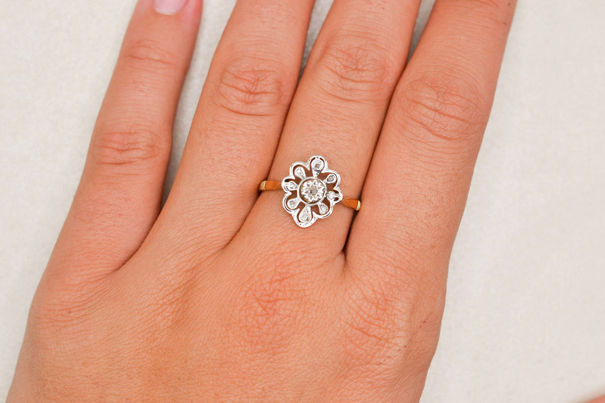 Bague Marguerite plate Diamants