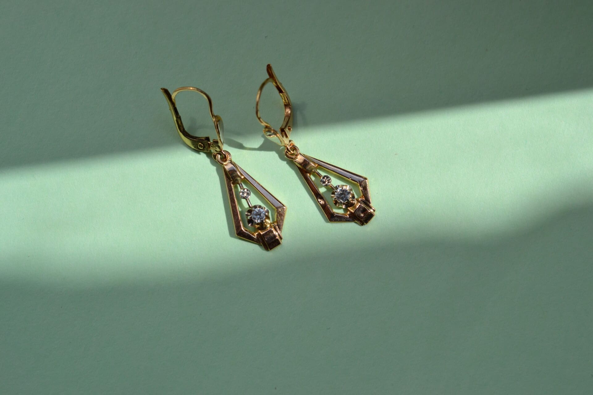Boucles d'oreilles 2 Ors style Art Déco