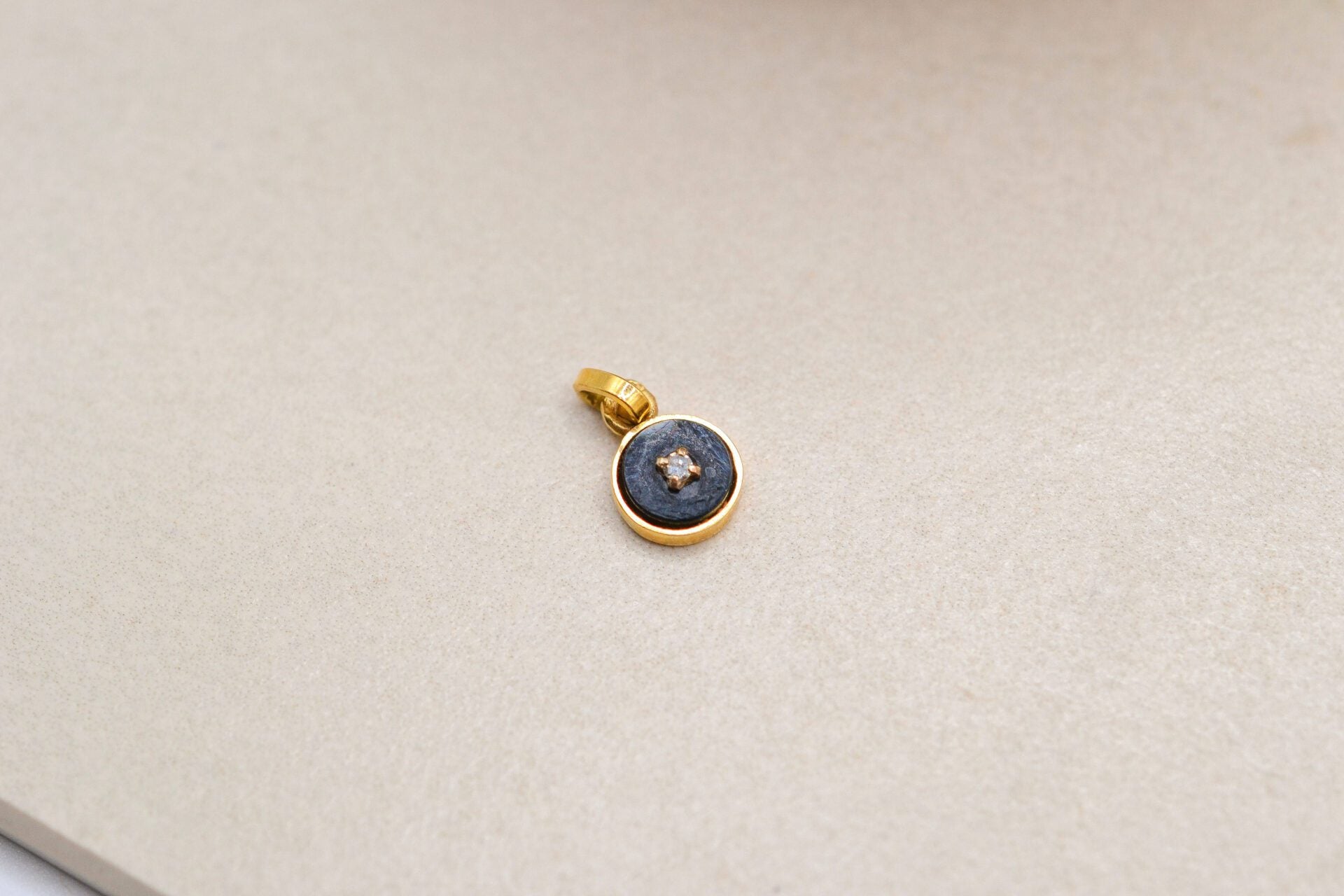 Pendentif Rond Onyx et Diamant