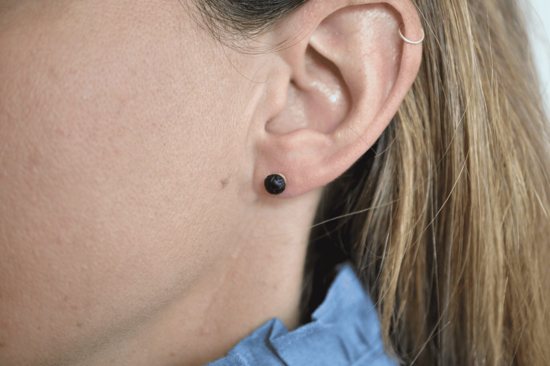 Puces d'oreilles Jais étoiles