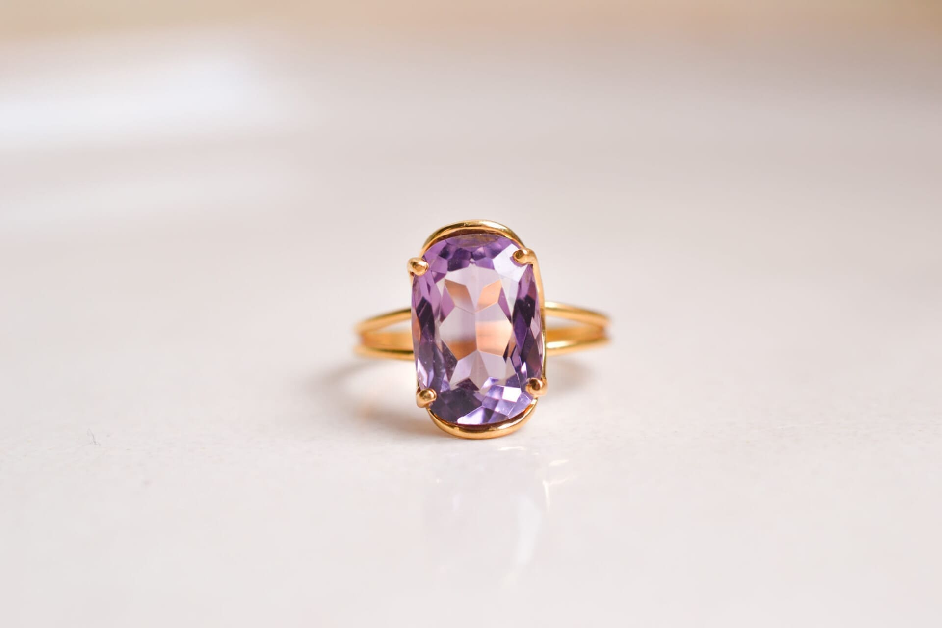 Bague Améthyste sertie griffes