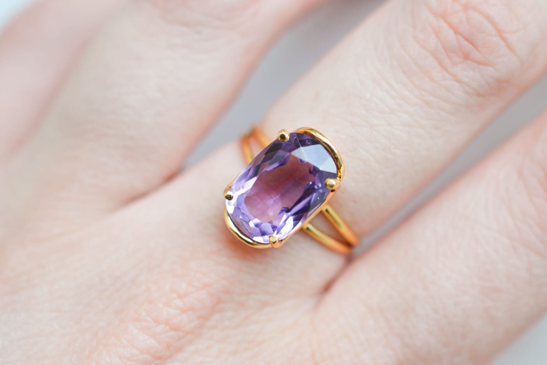 Bague Améthyste sertie griffes