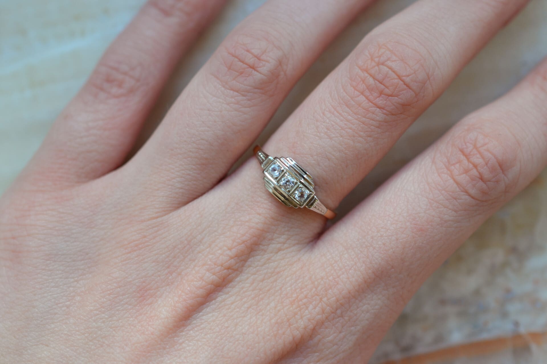 Bague Art Déco 2 Ors Oxydes