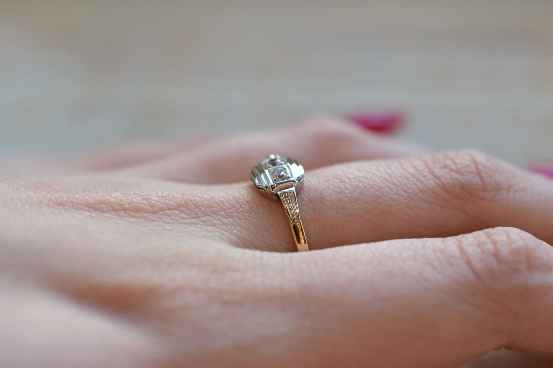 Bague Art Déco 2 Ors Oxydes