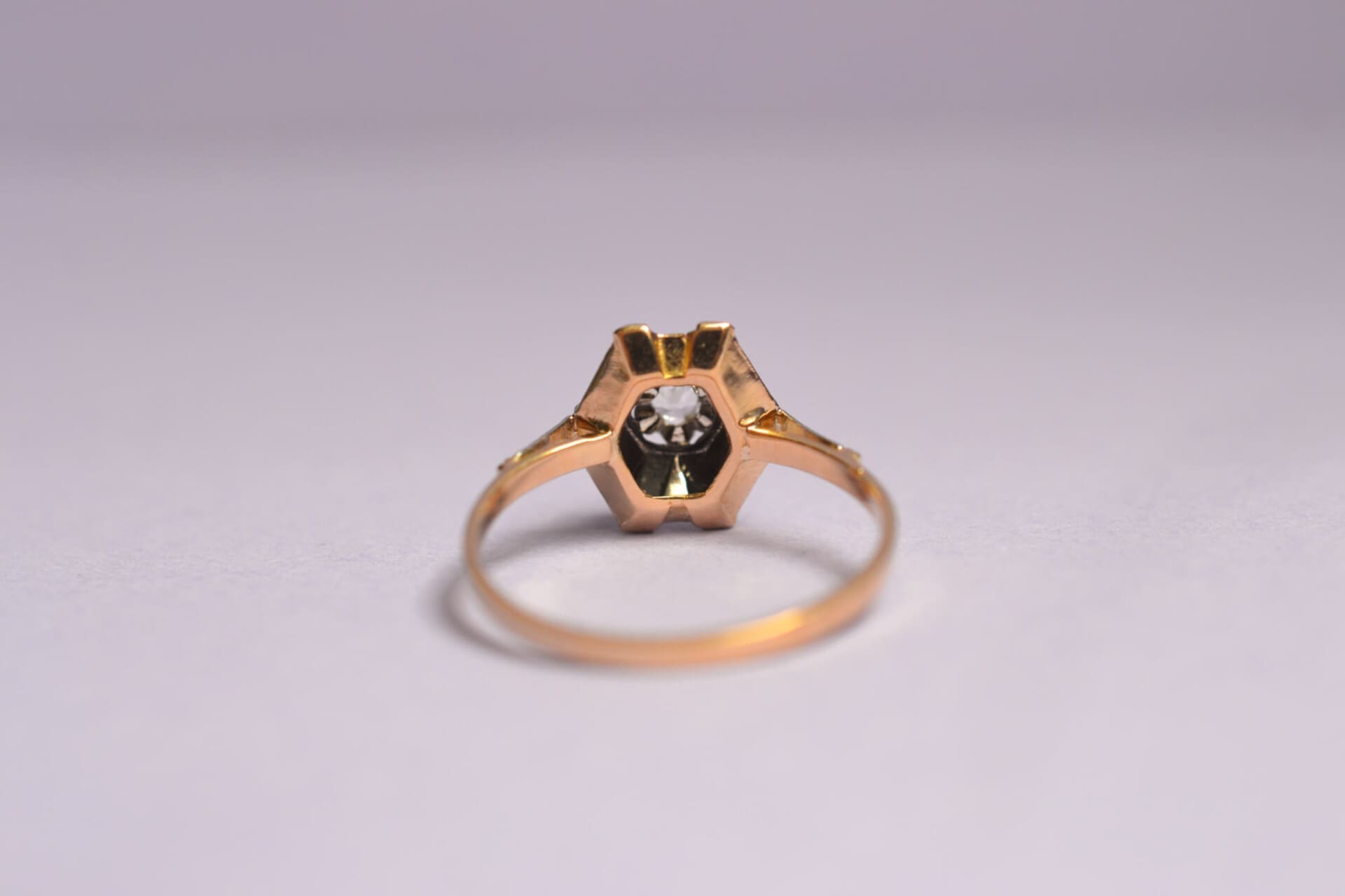 Bague Art Déco 2 Ors pierre blanche