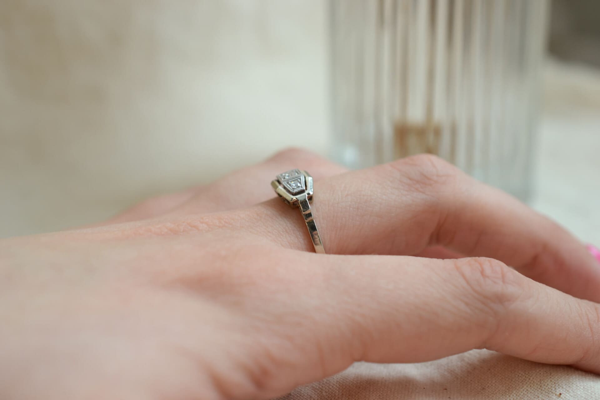 Bague Art Déco Or blanc Diamants