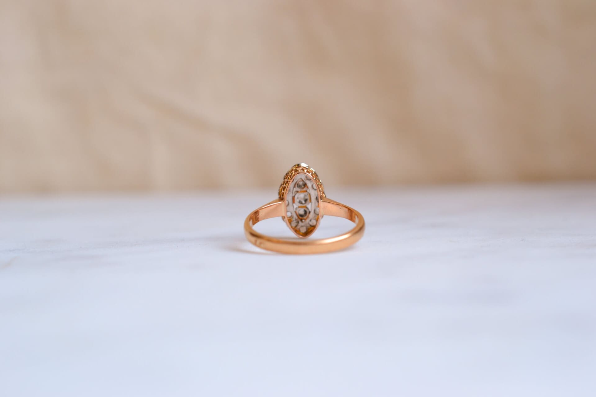 Bague Navette Art Déco 2 Ors Diamants