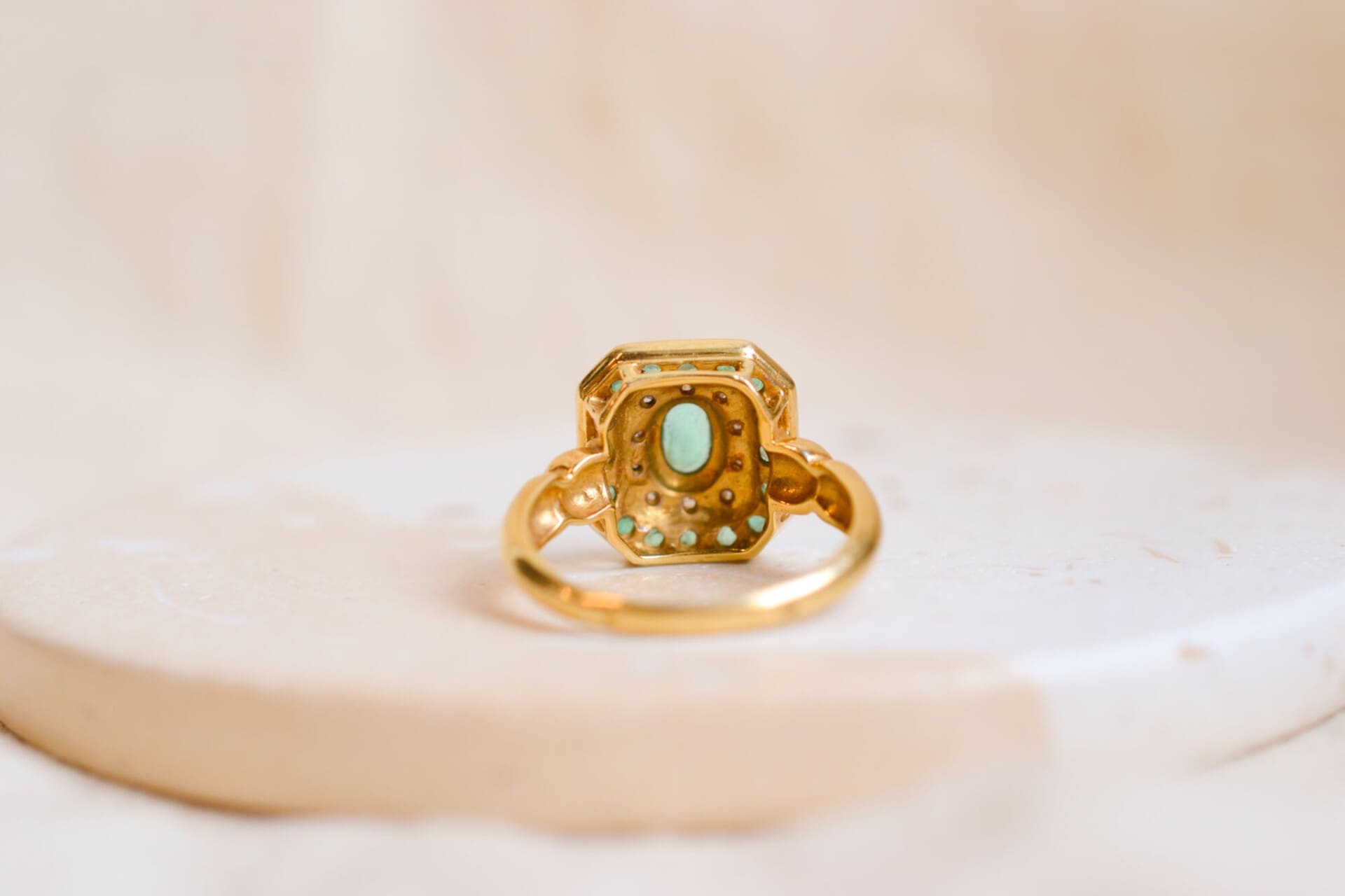 Bague octogonale Émeraudes et Diamants