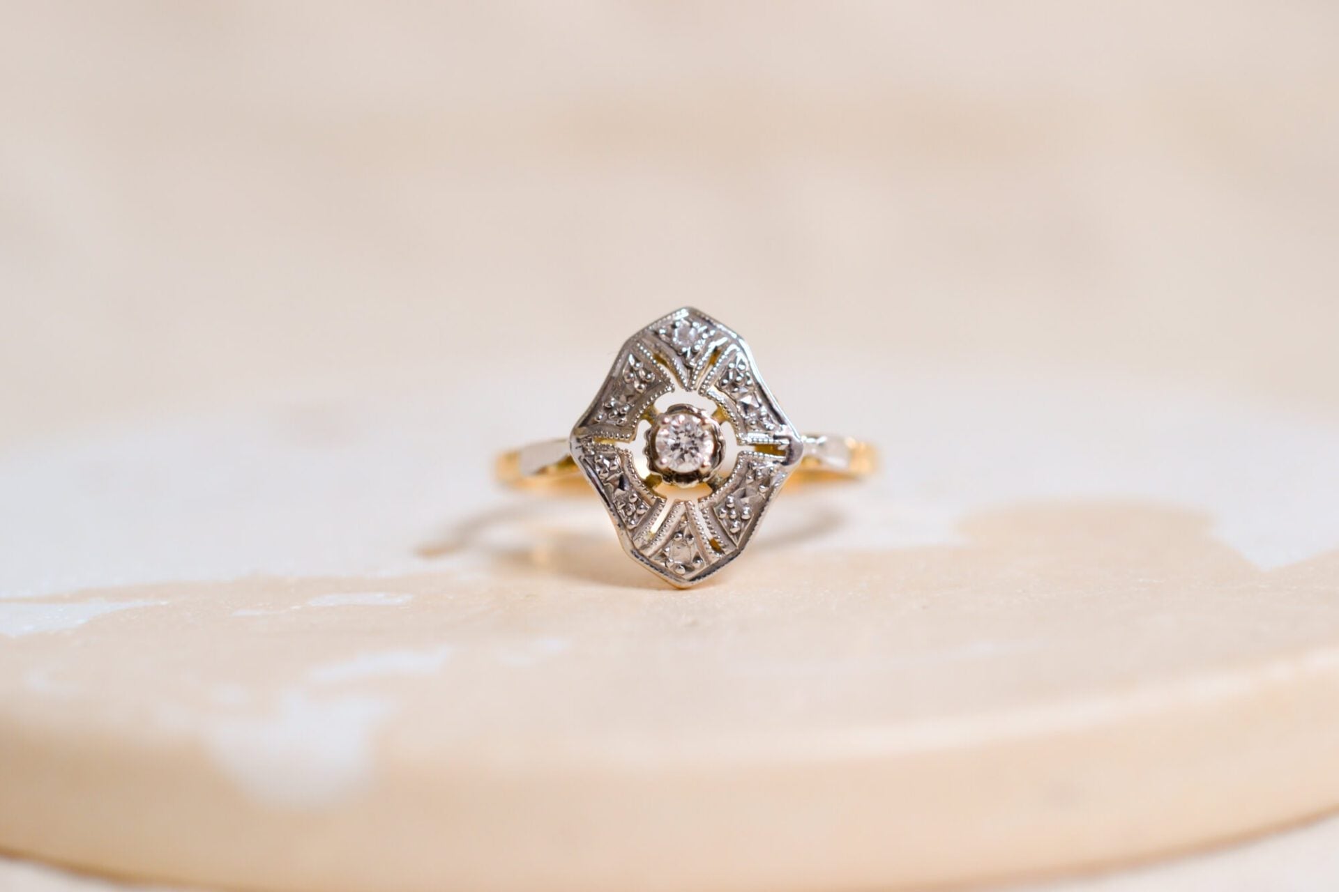 Bague Art Déco Diamant 2 Ors
