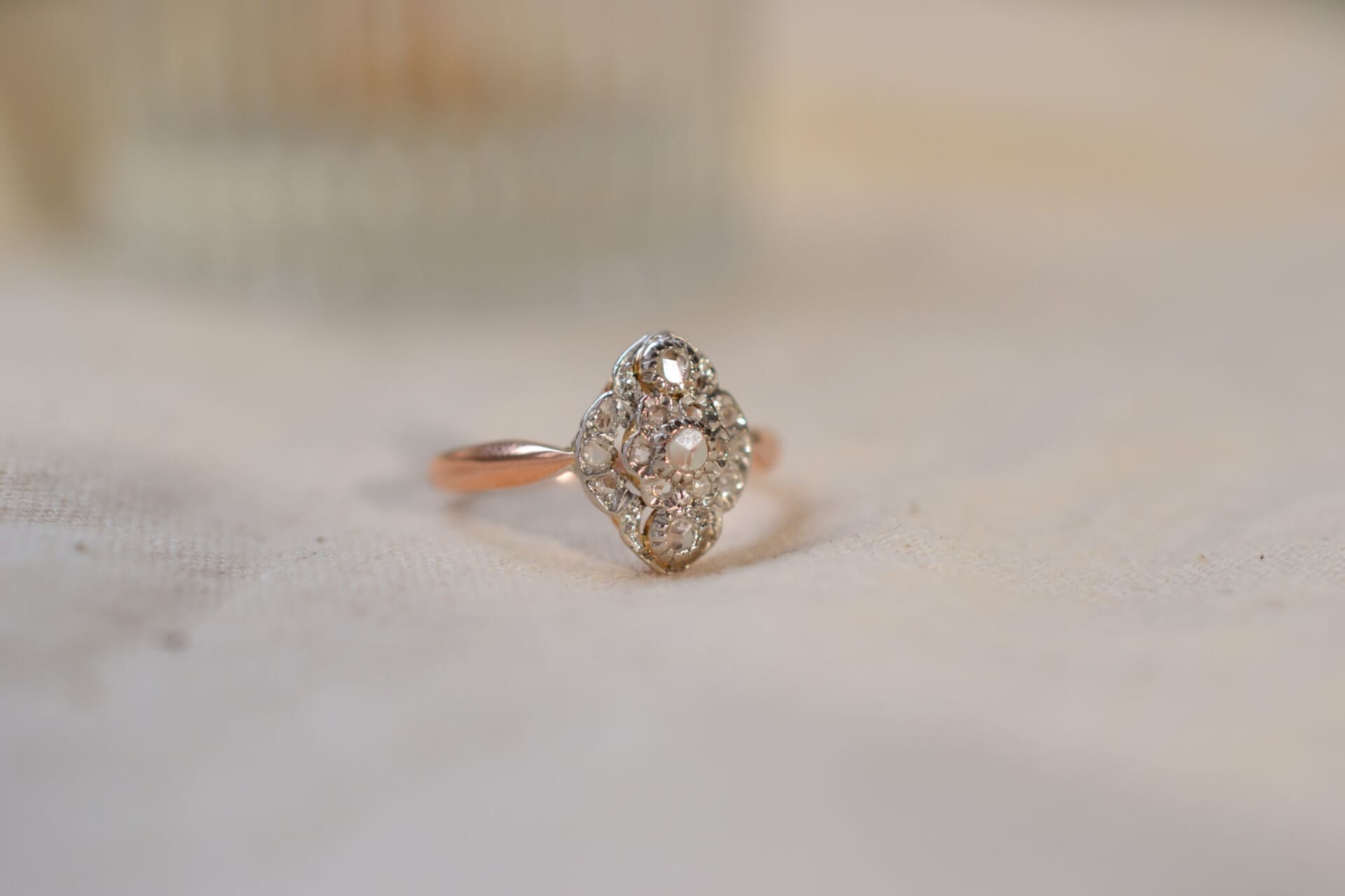 Bague Art Déco forme Navette Diamants
