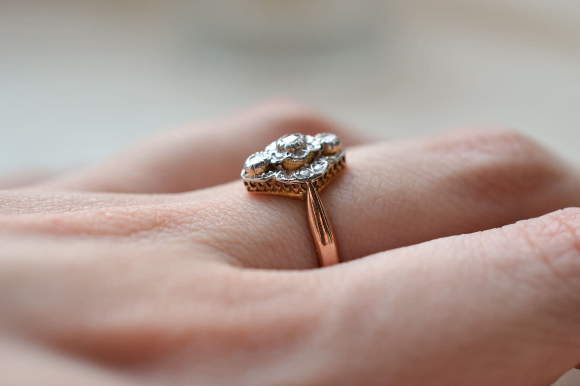 Bague Art Déco forme Navette Diamants