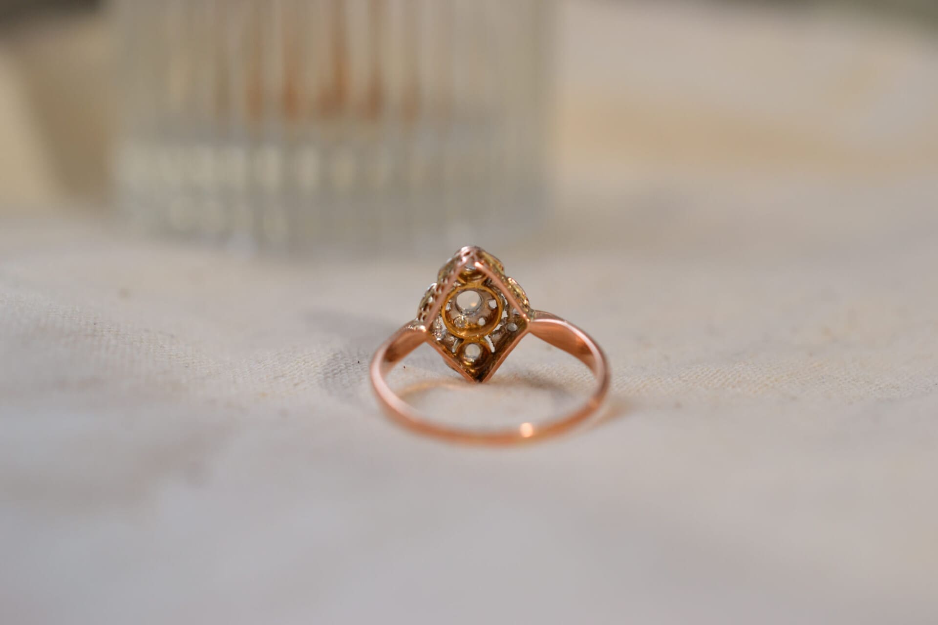 Bague Art Déco forme Navette Diamants