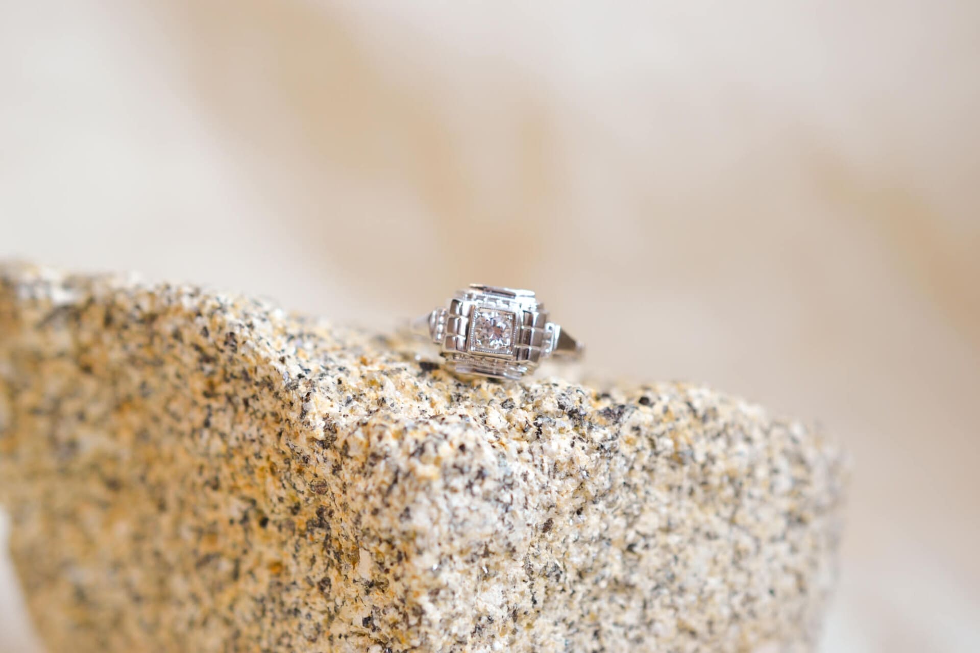 Bague Art Déco Or blanc Oxyde