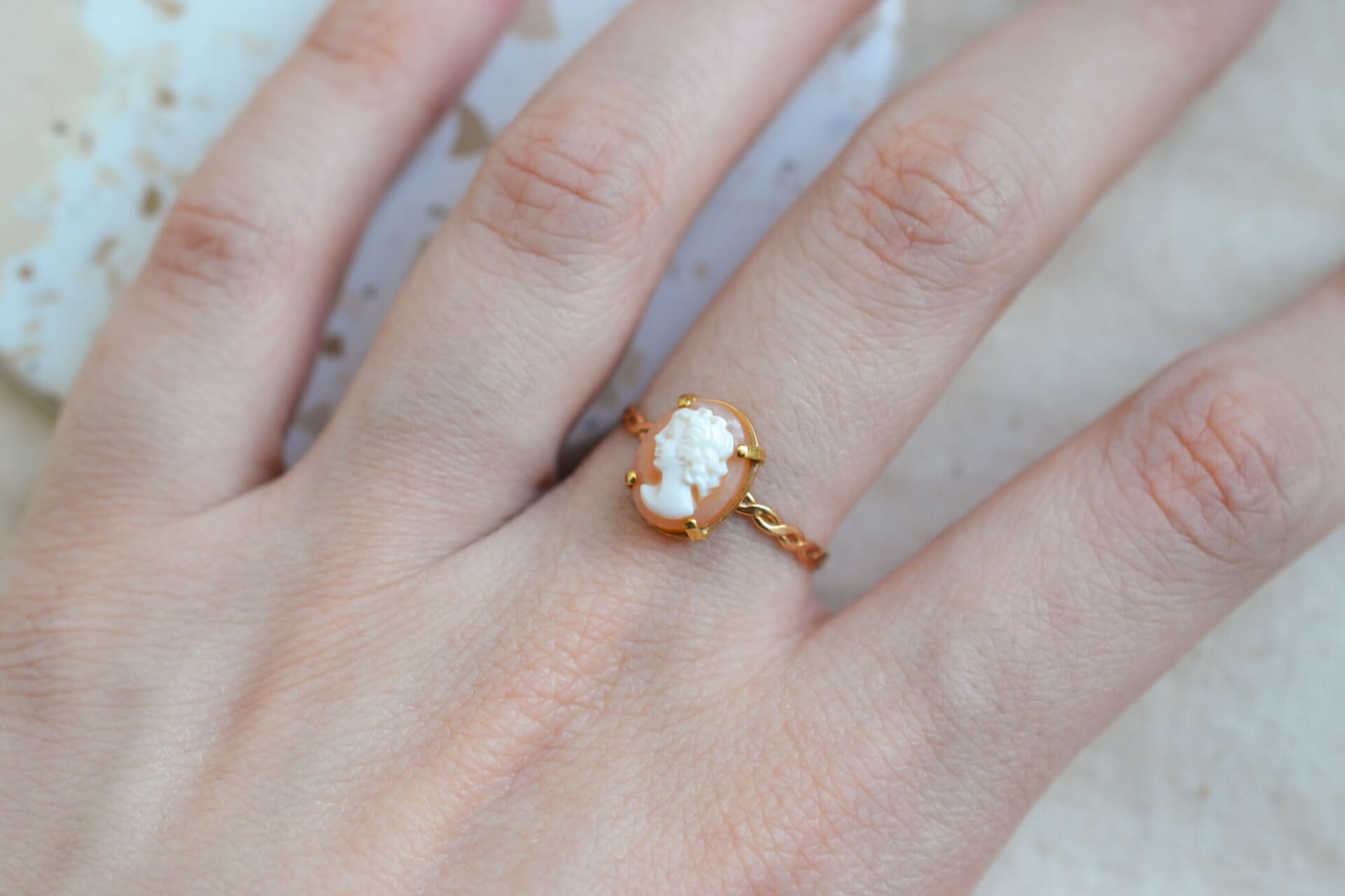 Bague Camée anneau torsadé