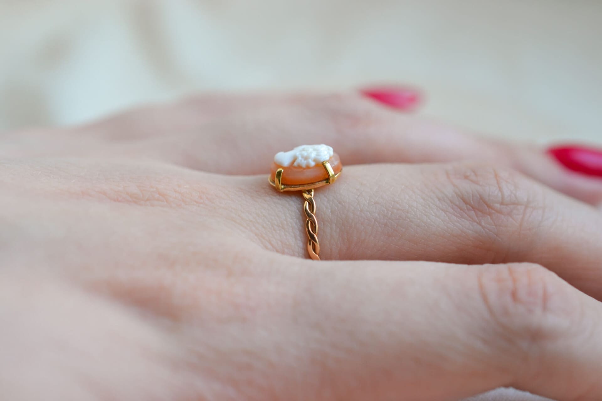 Bague Camée anneau torsadé