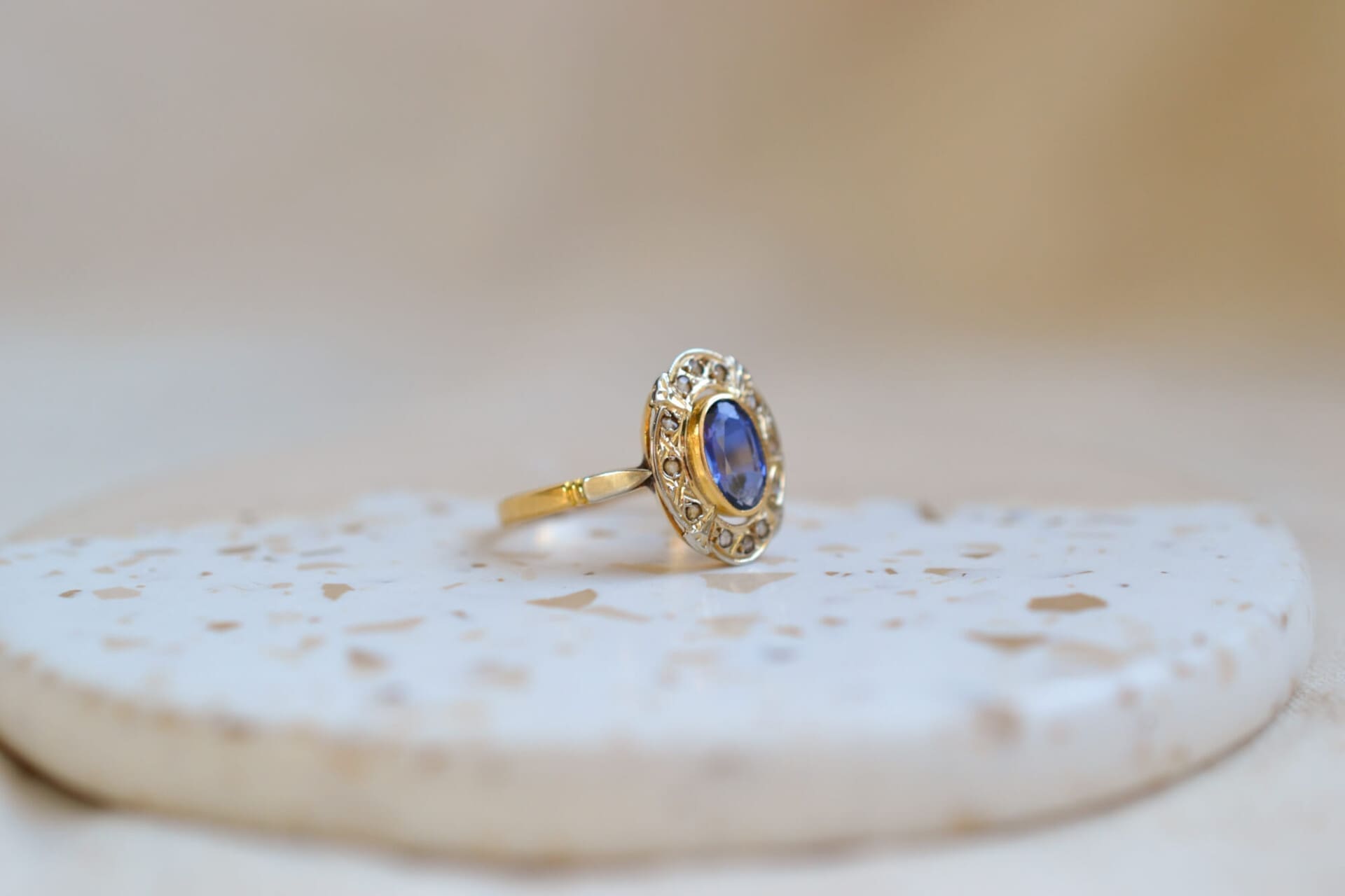 Bague Marguerite 2 Ors Saphir