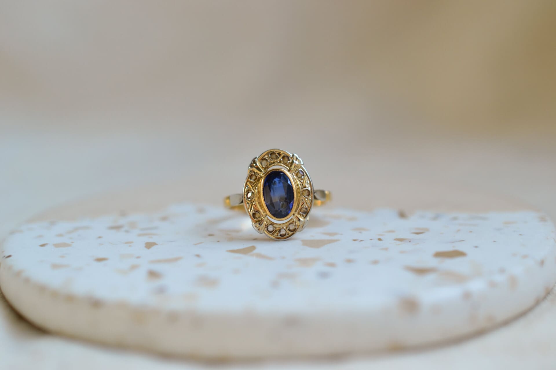 Bague Marguerite 2 Ors Saphir
