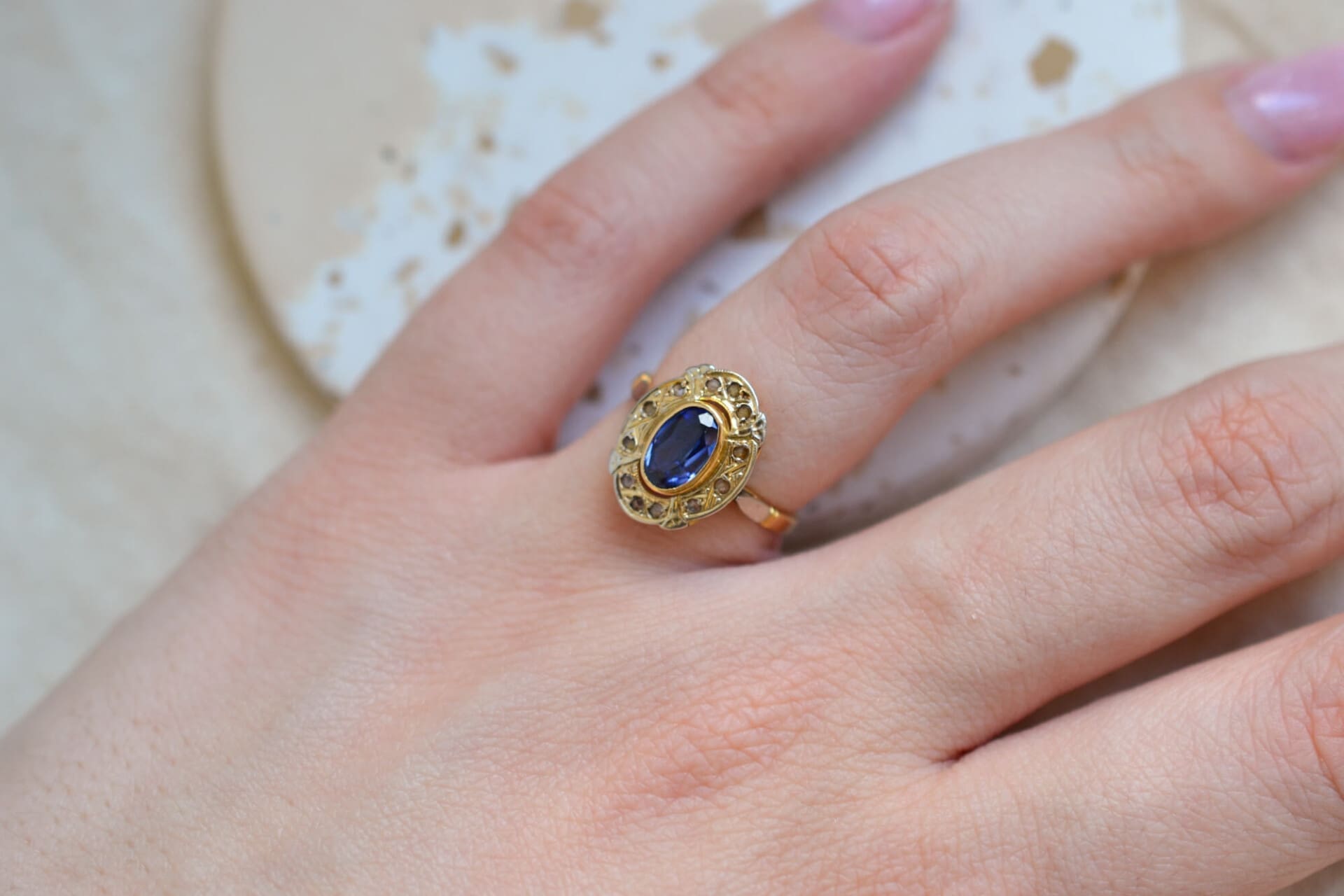 Bague Marguerite 2 Ors Saphir