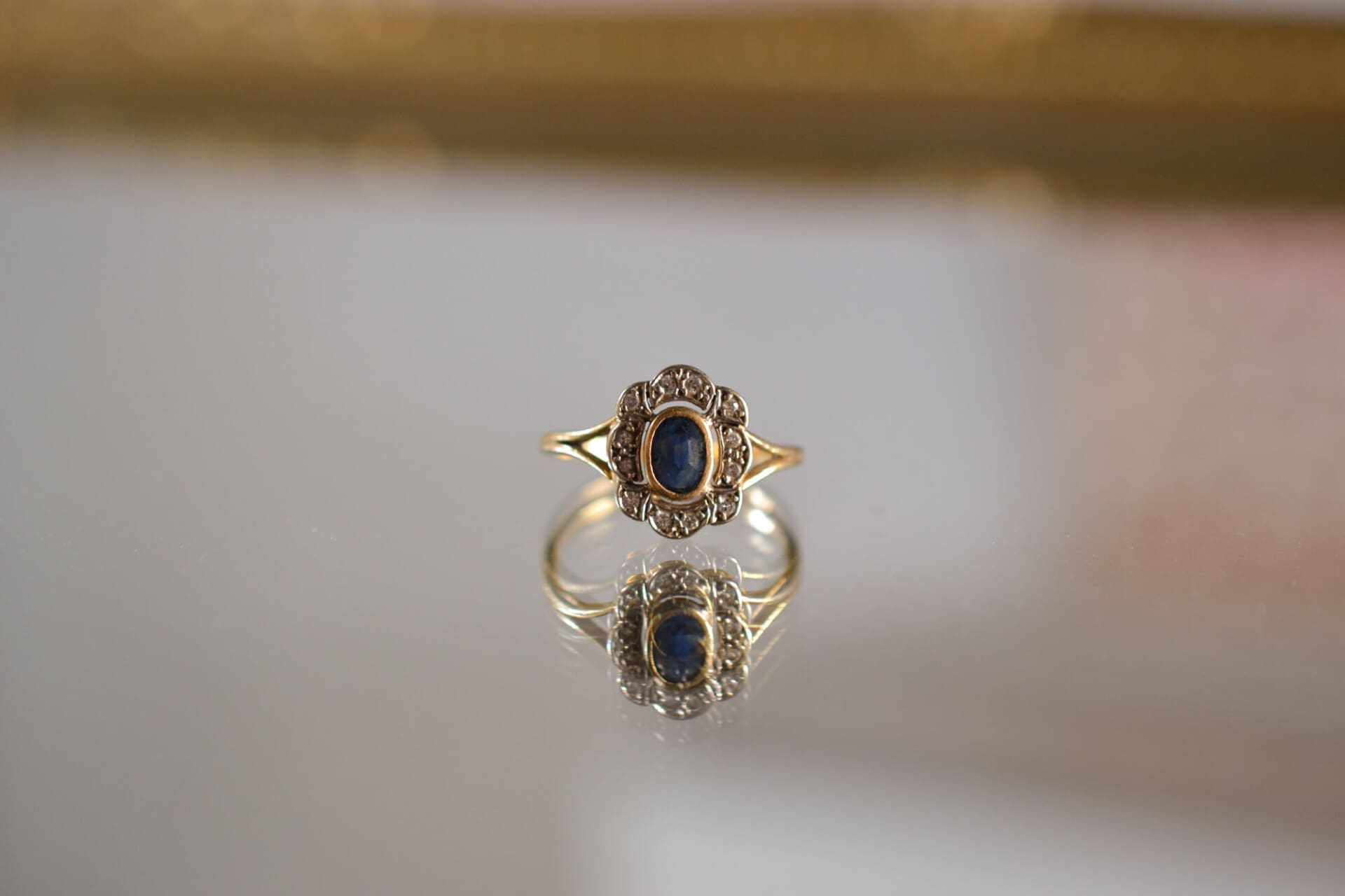 Bague Marguerite Saphir et Diamants