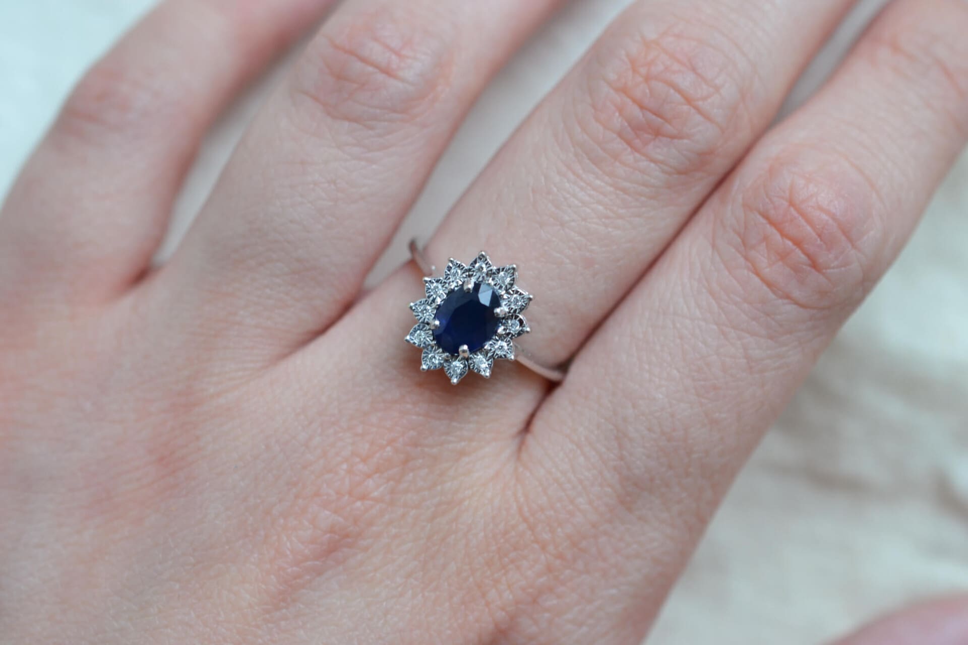 Bague Marguerite Saphir et Diamants