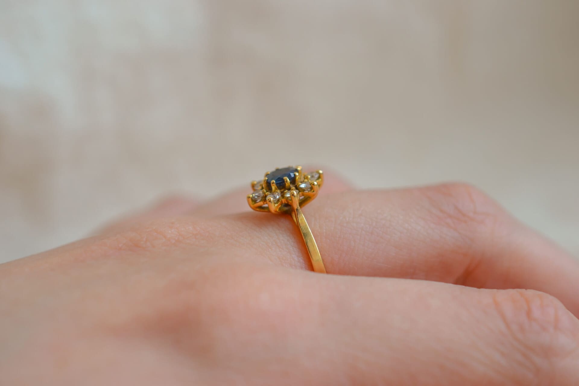Bague Marguerite Saphir et Diamants