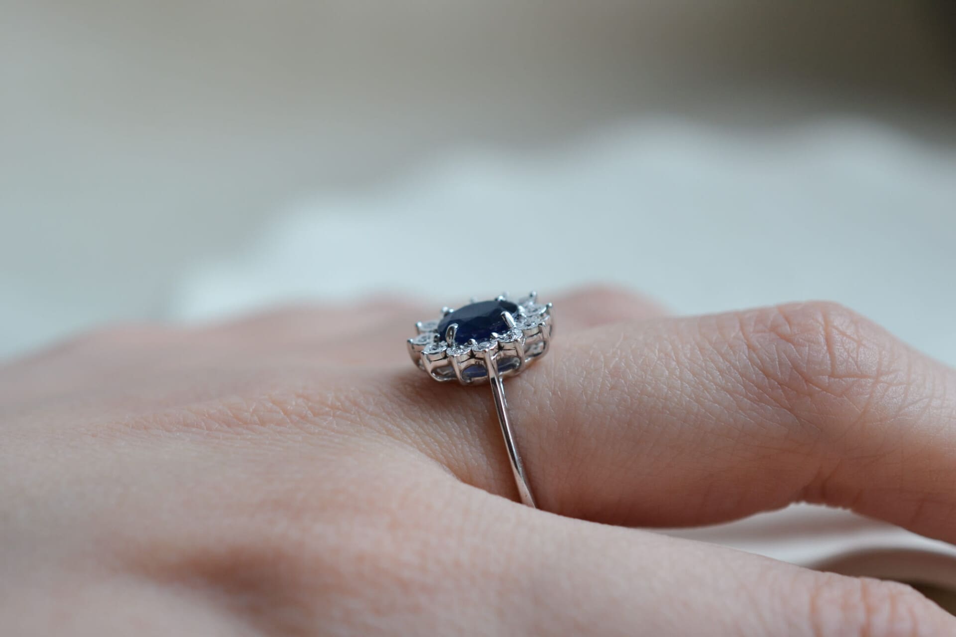 Bague Marguerite Saphir et Diamants