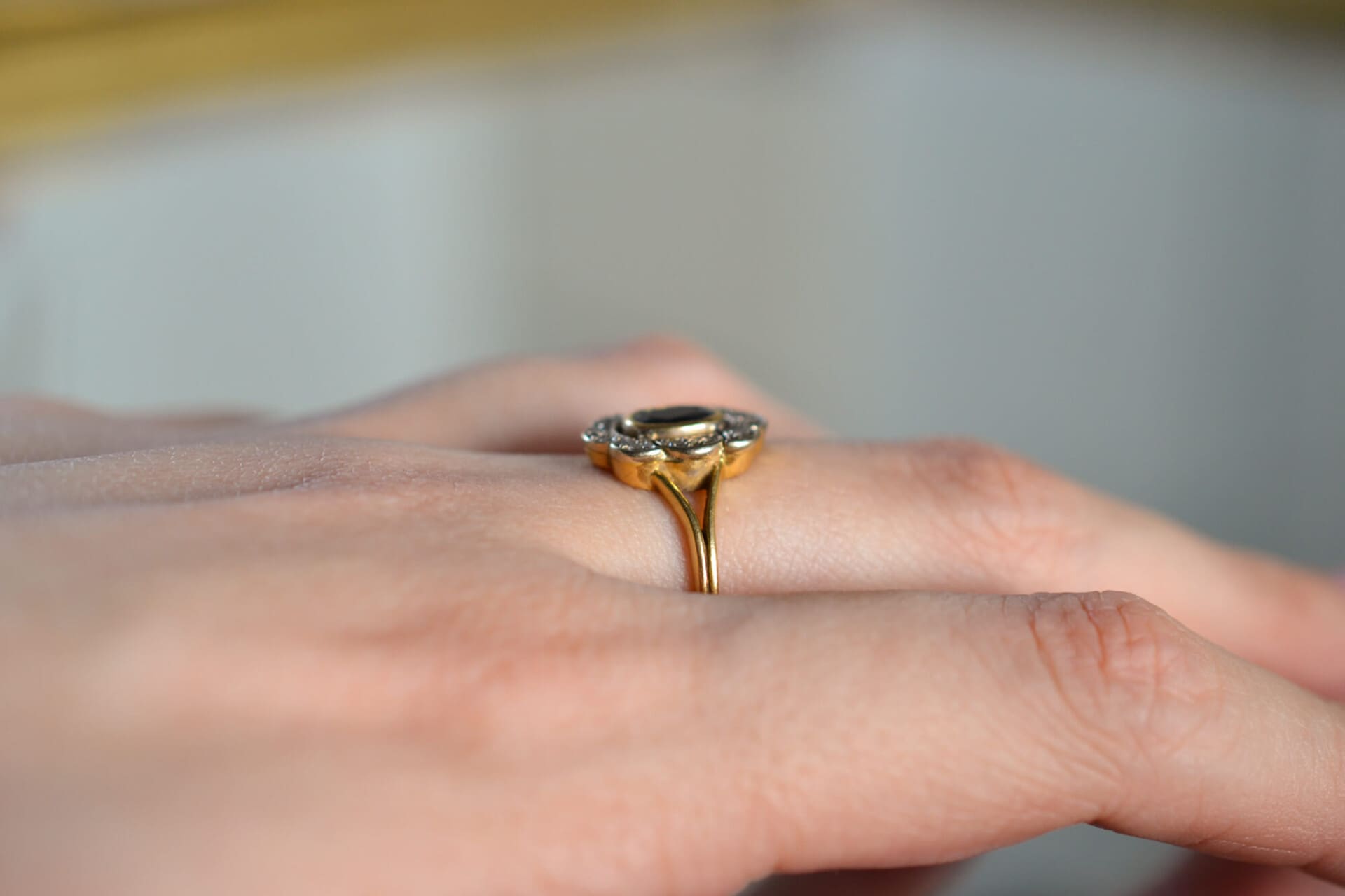Bague Marguerite Saphir et Diamants