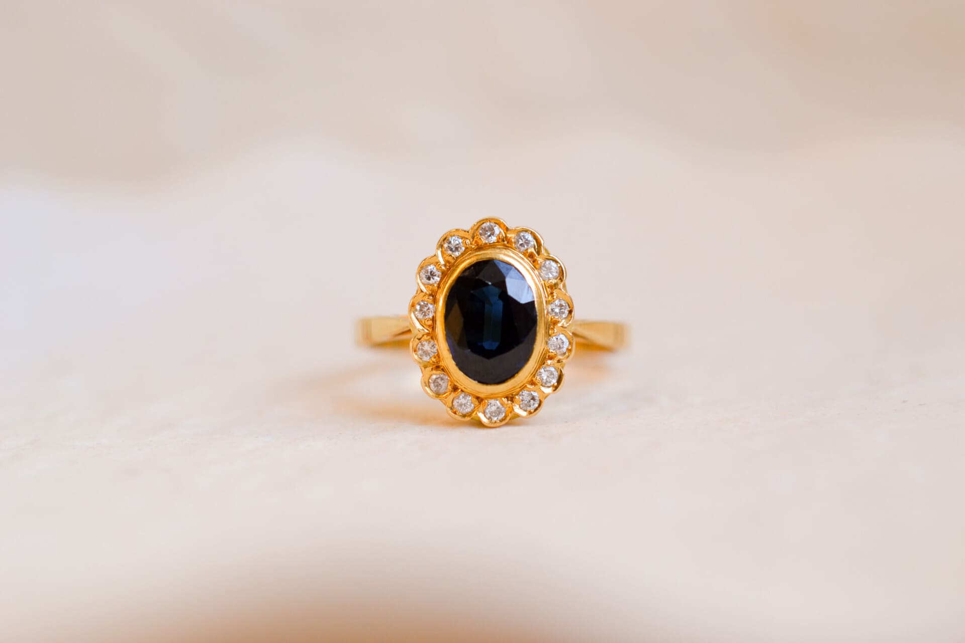 Bague Marguerite Saphir et Diamants