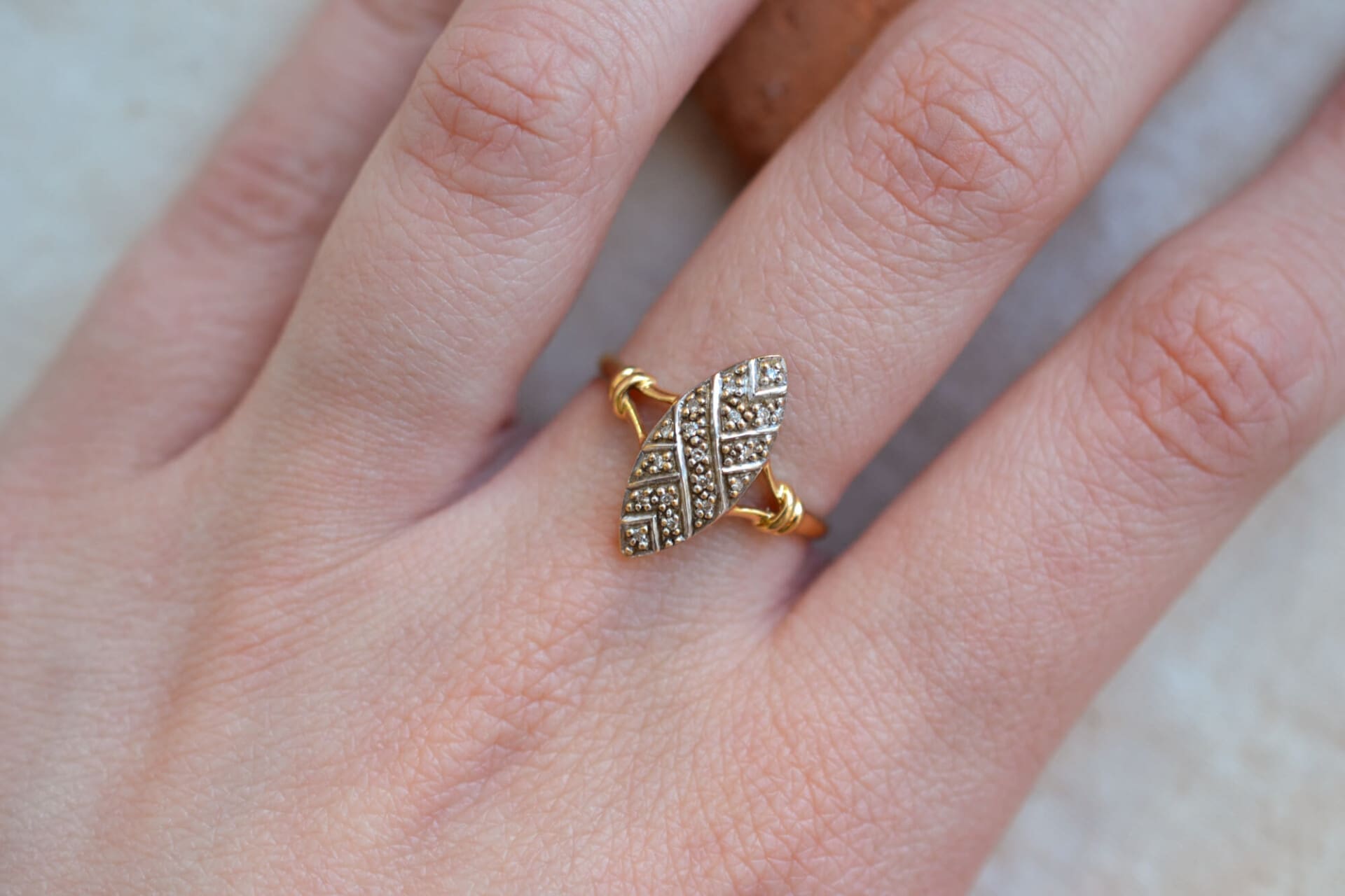 Bague Marquise 2 Ors Diamants