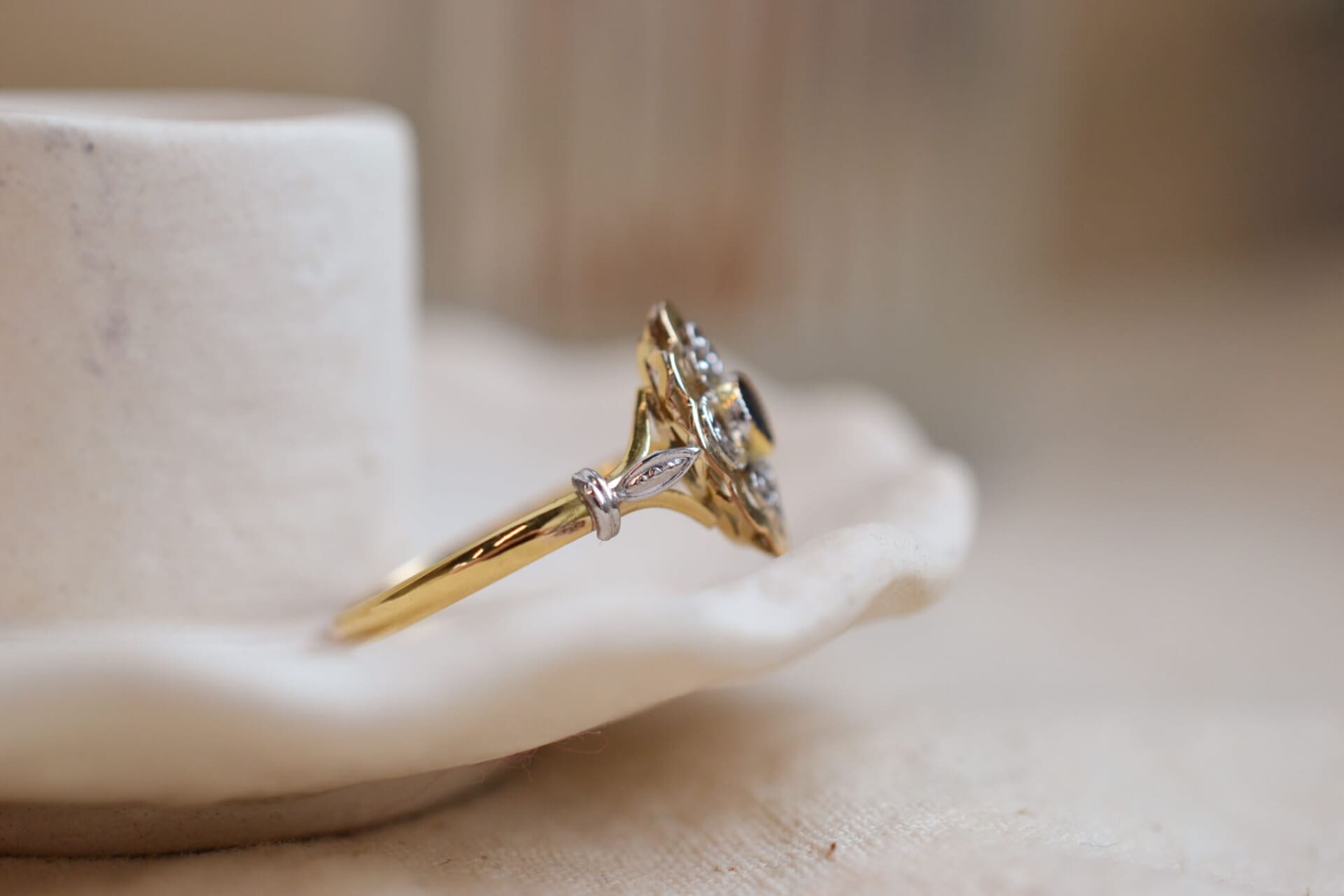 Bague Marquise 2 Ors Saphir