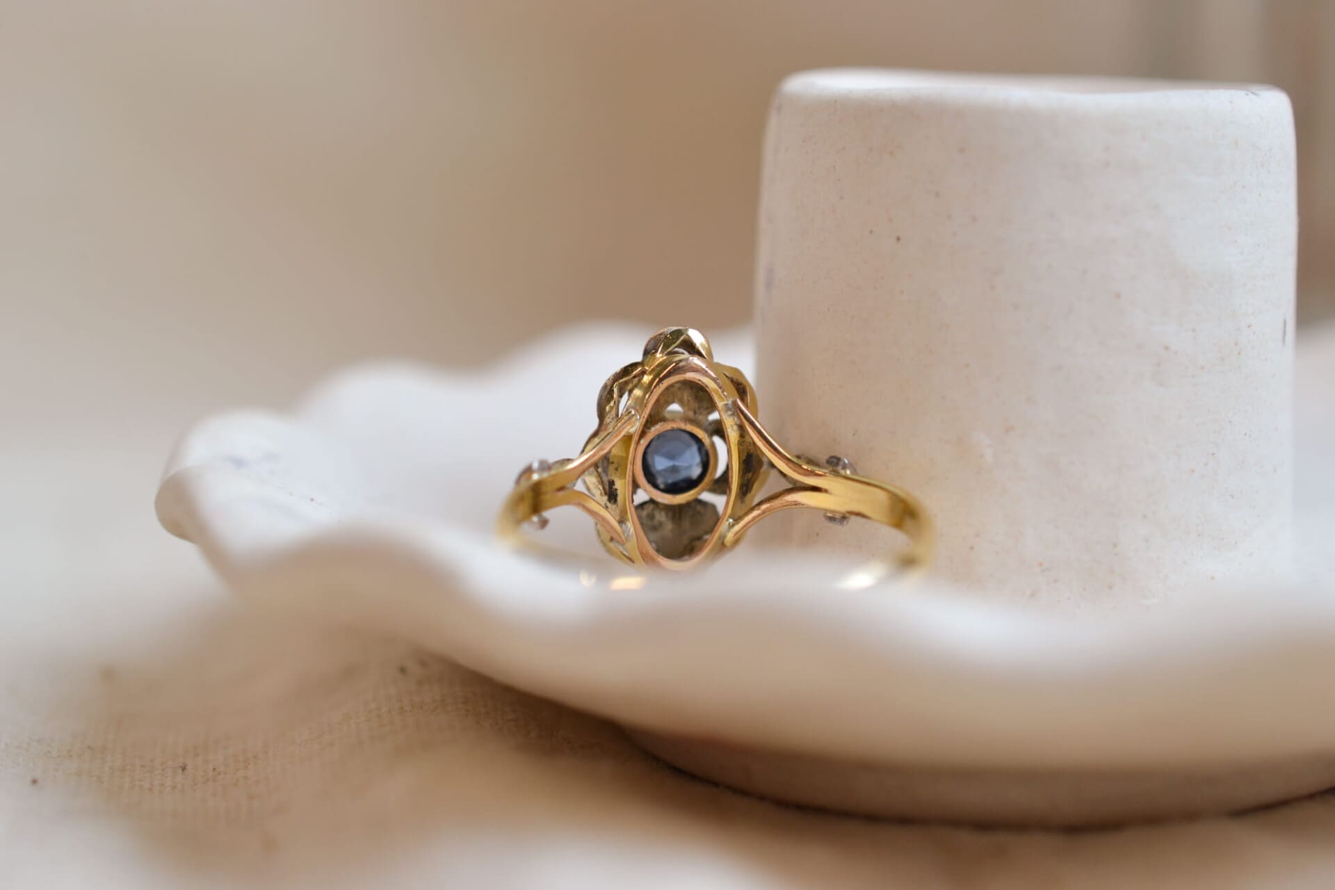 Bague Marquise 2 Ors Saphir