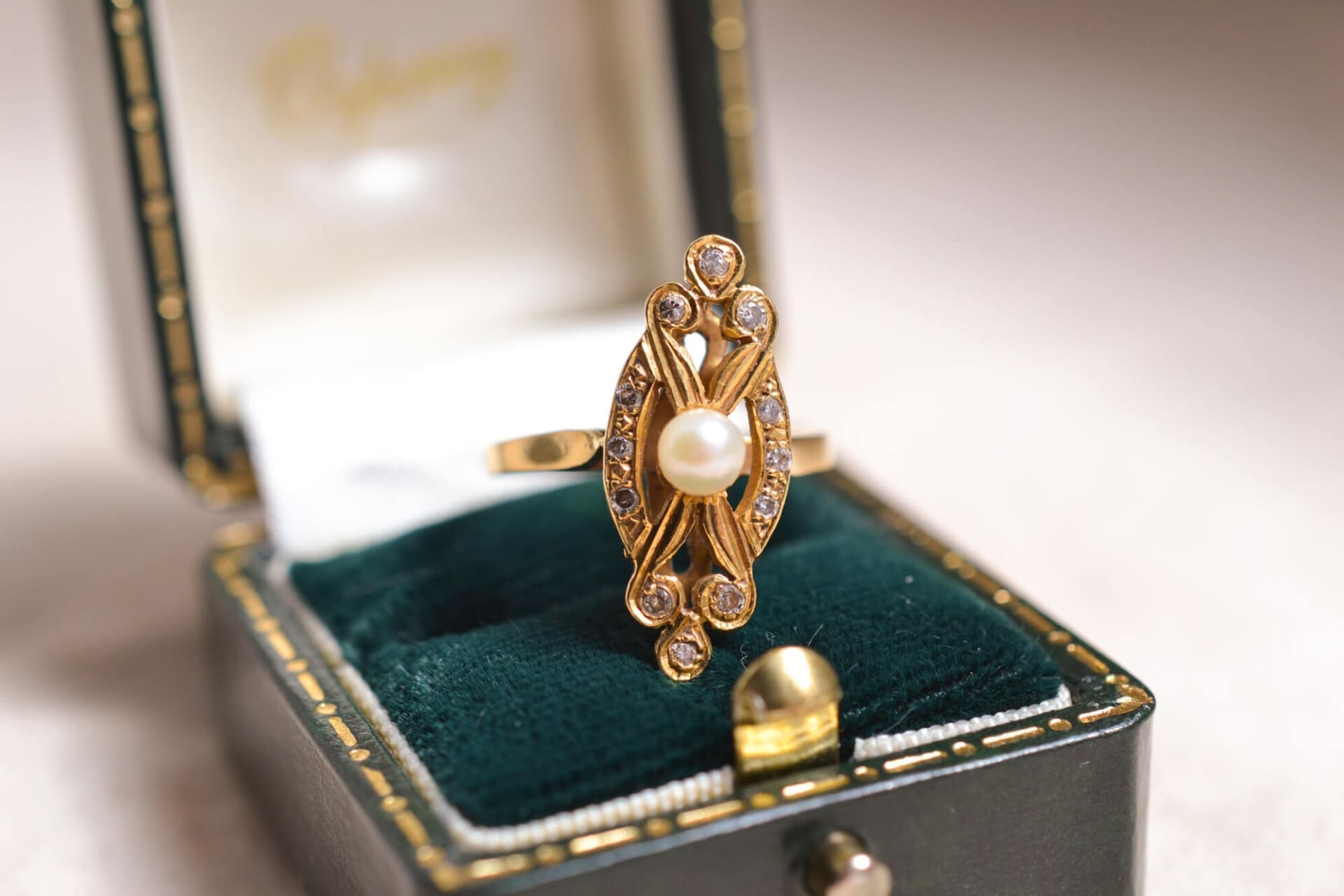 Bague Marquise Perle Art Nouveau