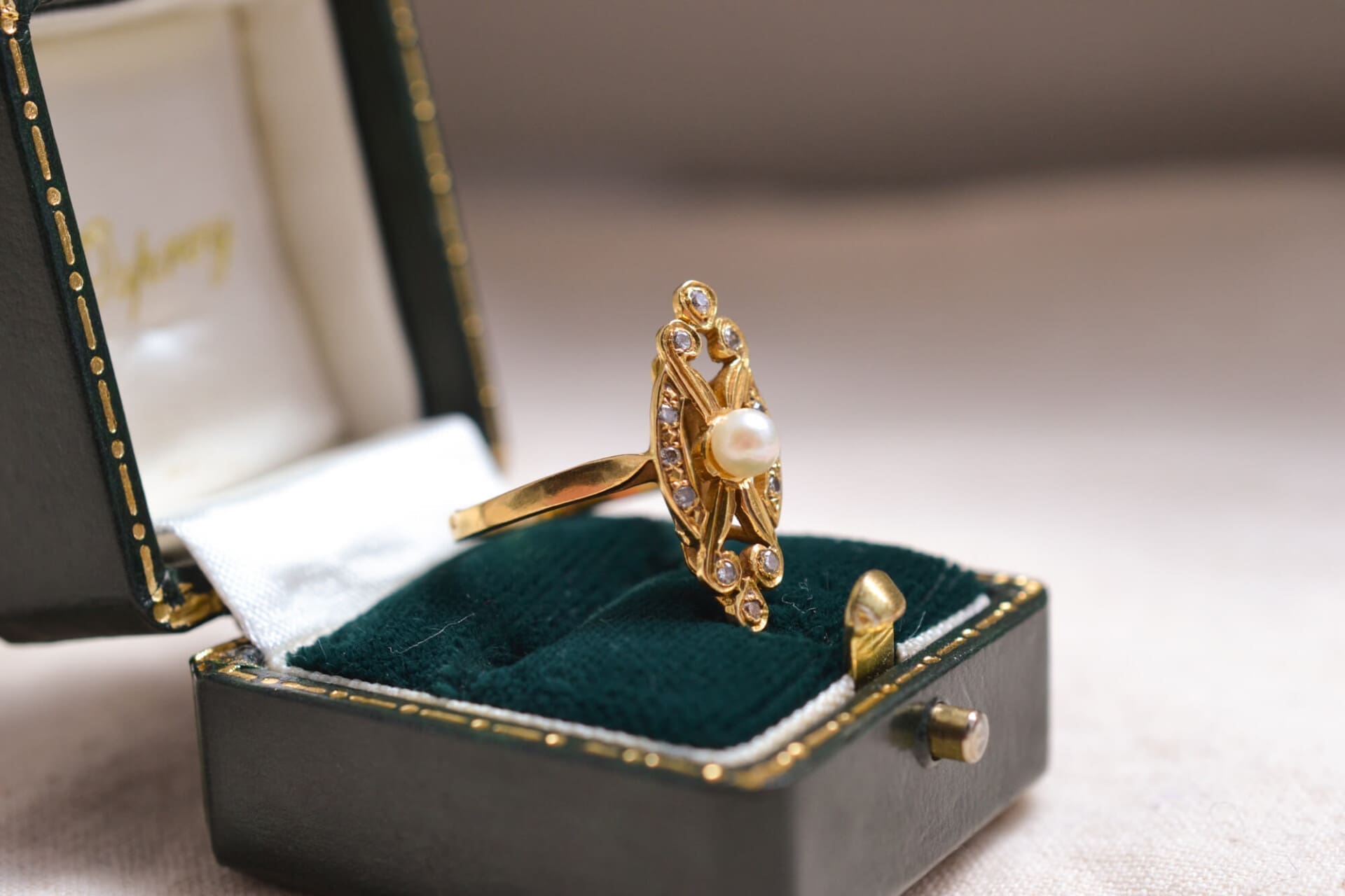 Bague Marquise Perle Art Nouveau