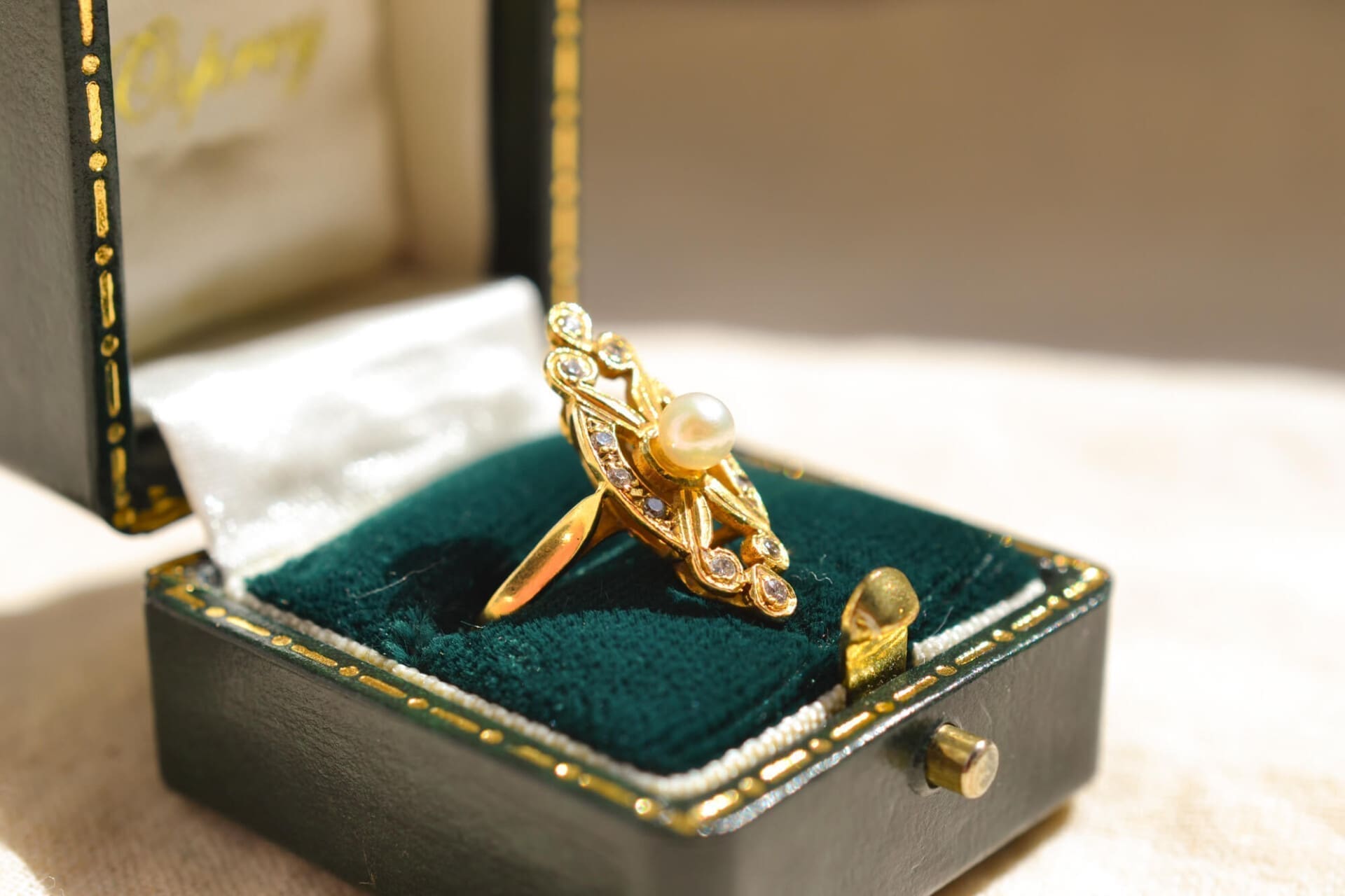 Bague Marquise Perle Art Nouveau