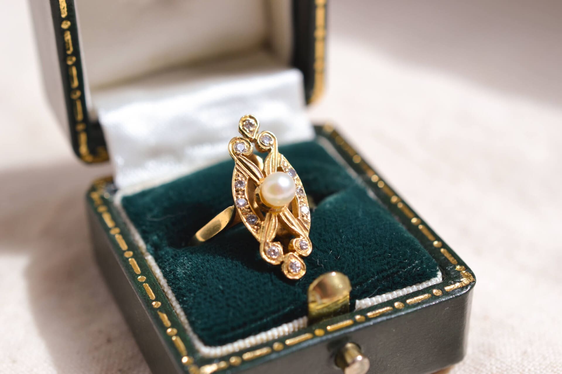 Bague Marquise Perle Art Nouveau