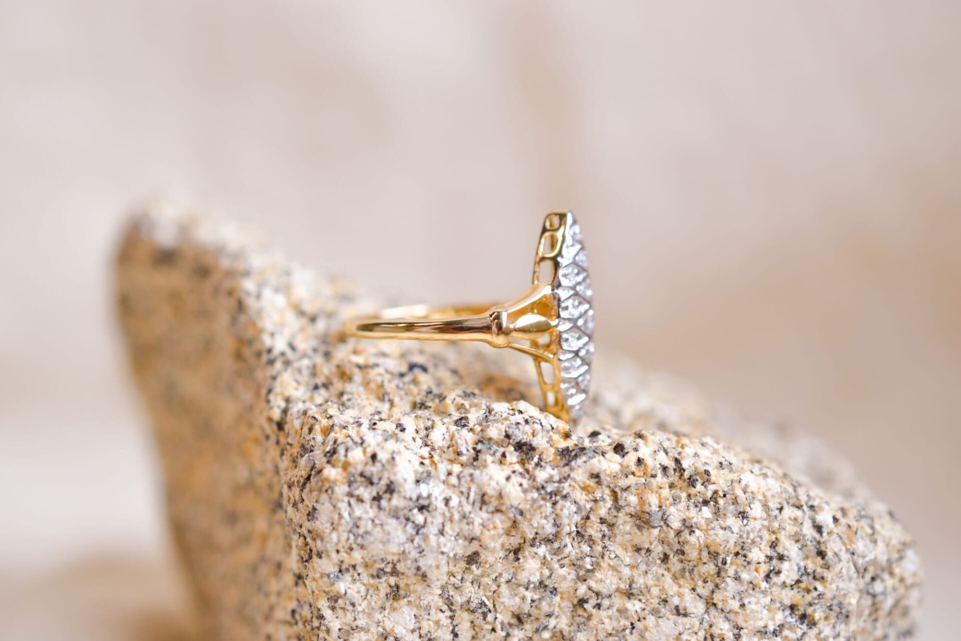 Bague Marquise 2 Ors Diamants