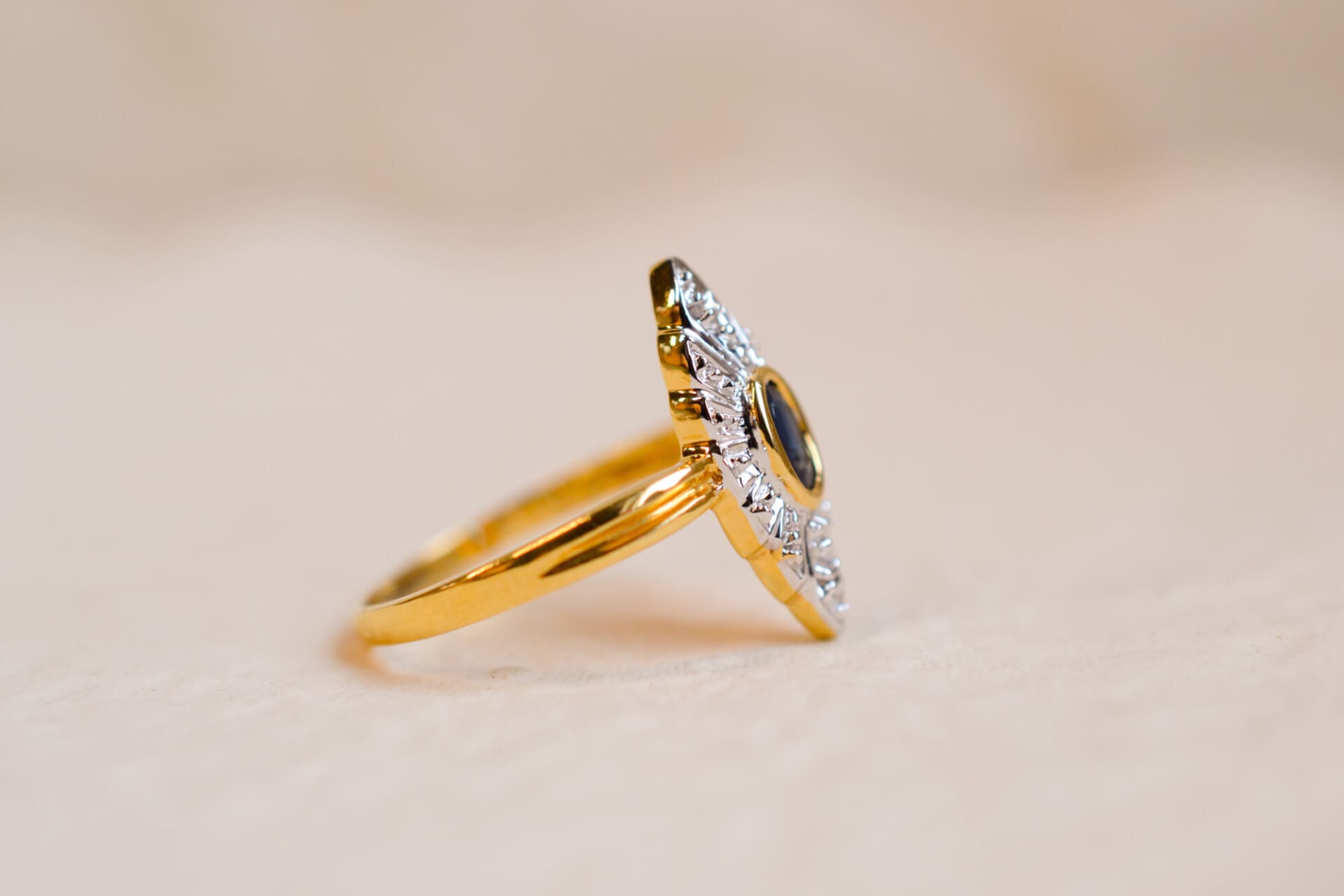Bague Marquise 2 Ors Saphir