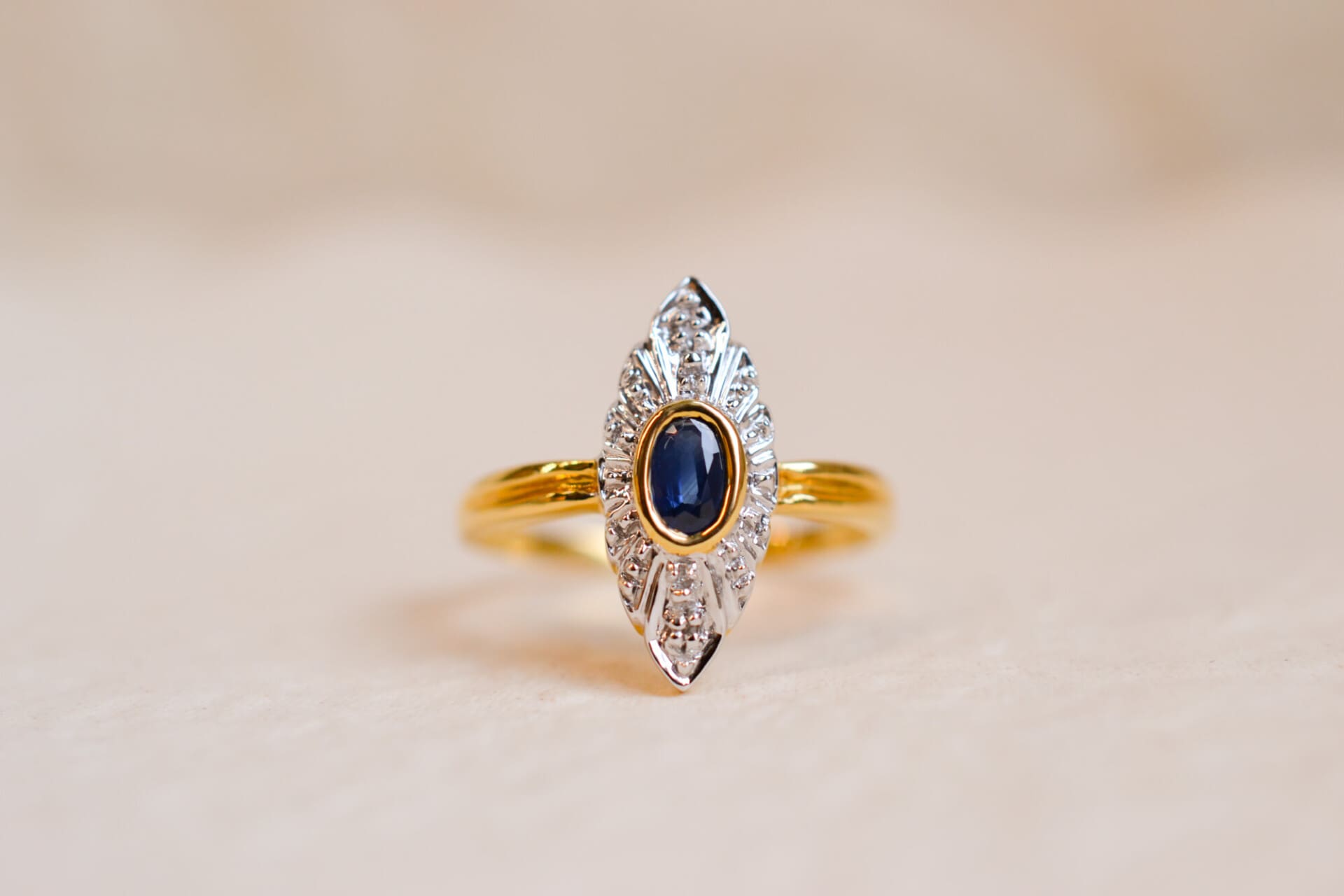 Bague Marquise 2 Ors Saphir