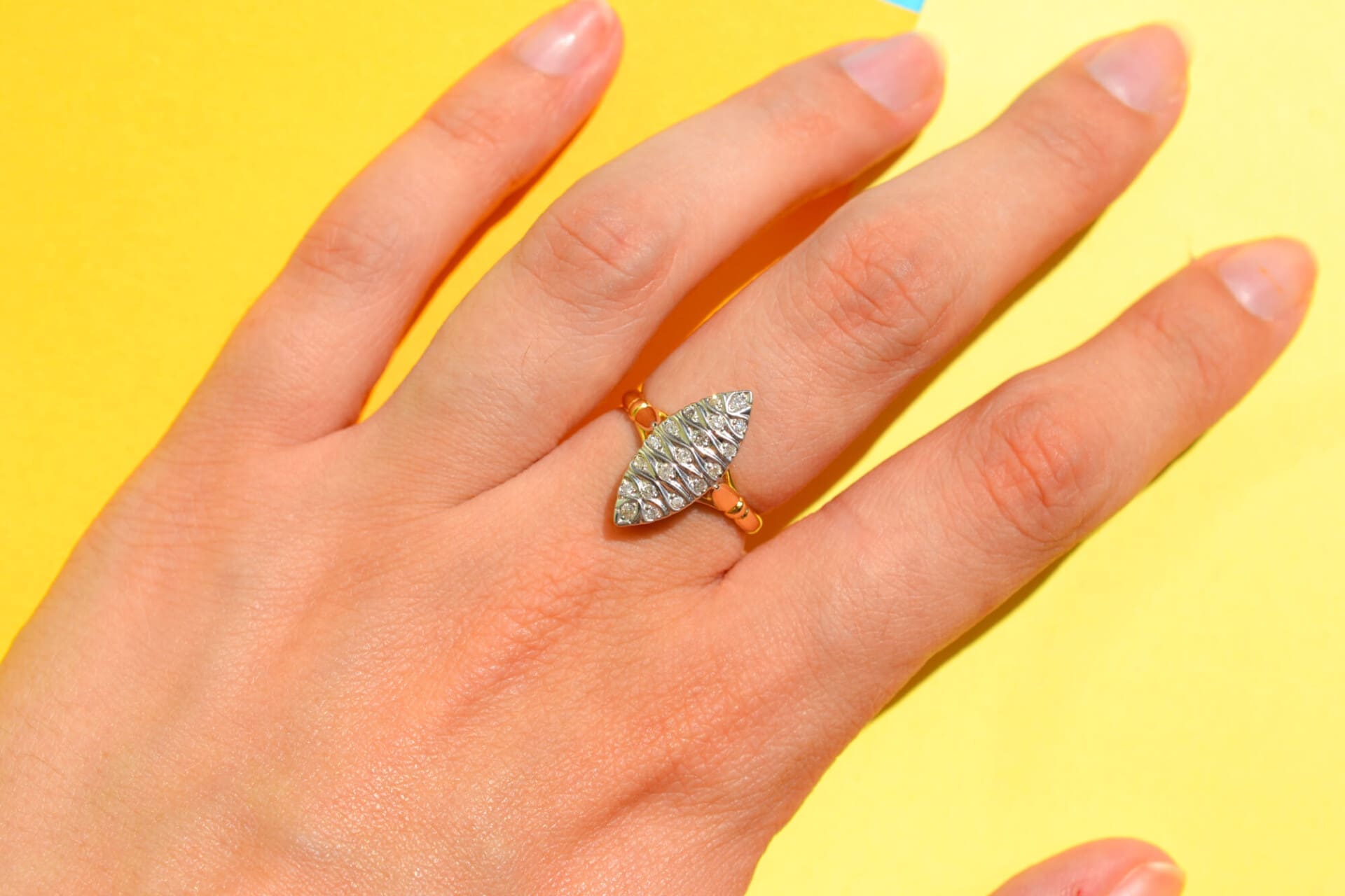 Bague Navette 2 Ors Diamants