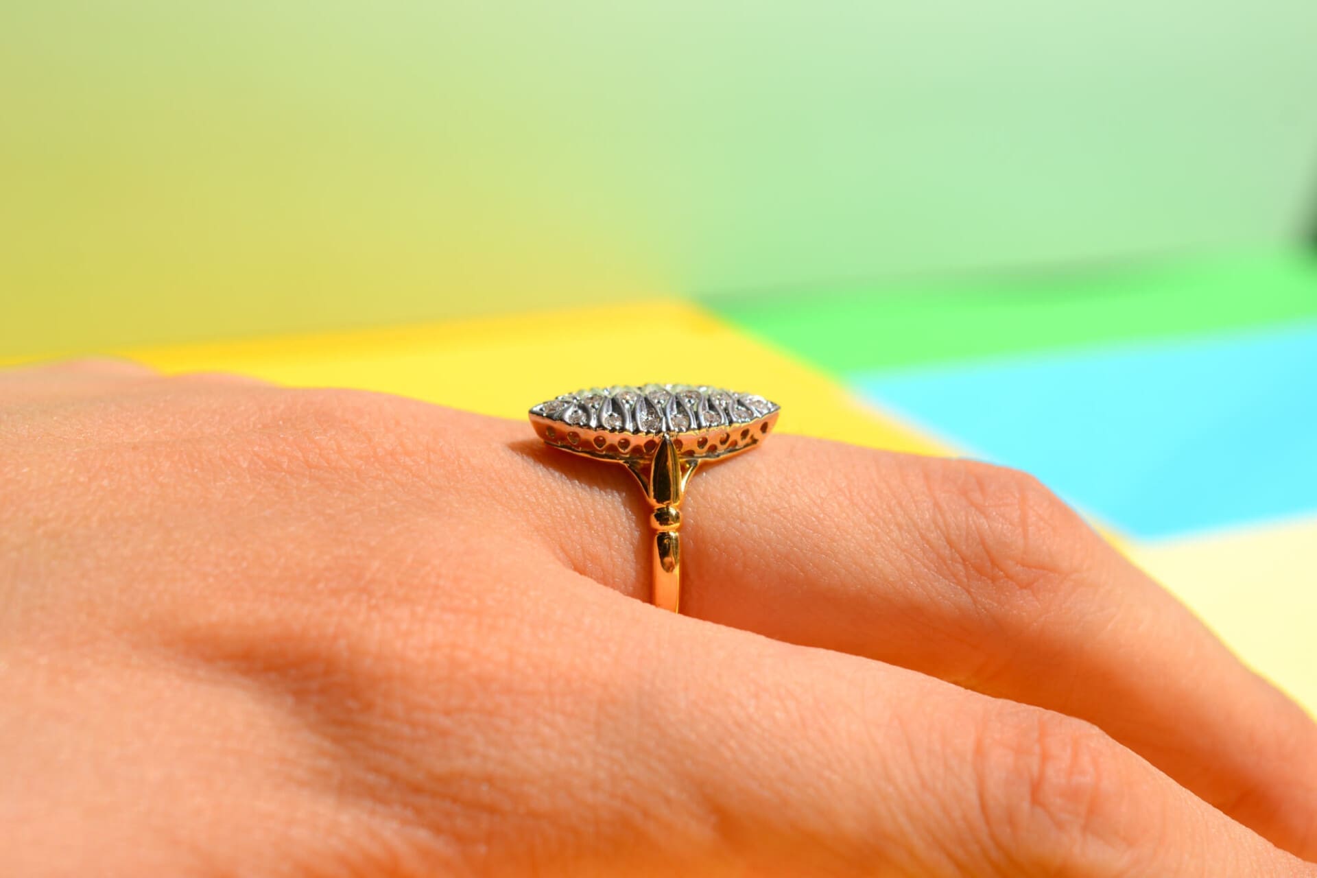 Bague Navette 2 Ors Diamants