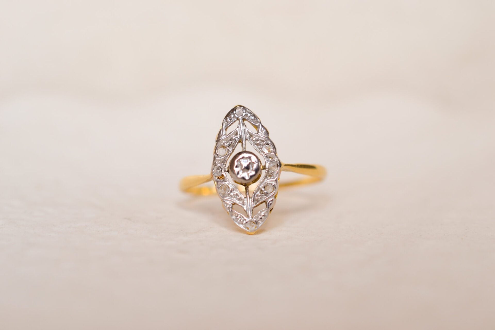 Bague Navette Art Déco Diamants