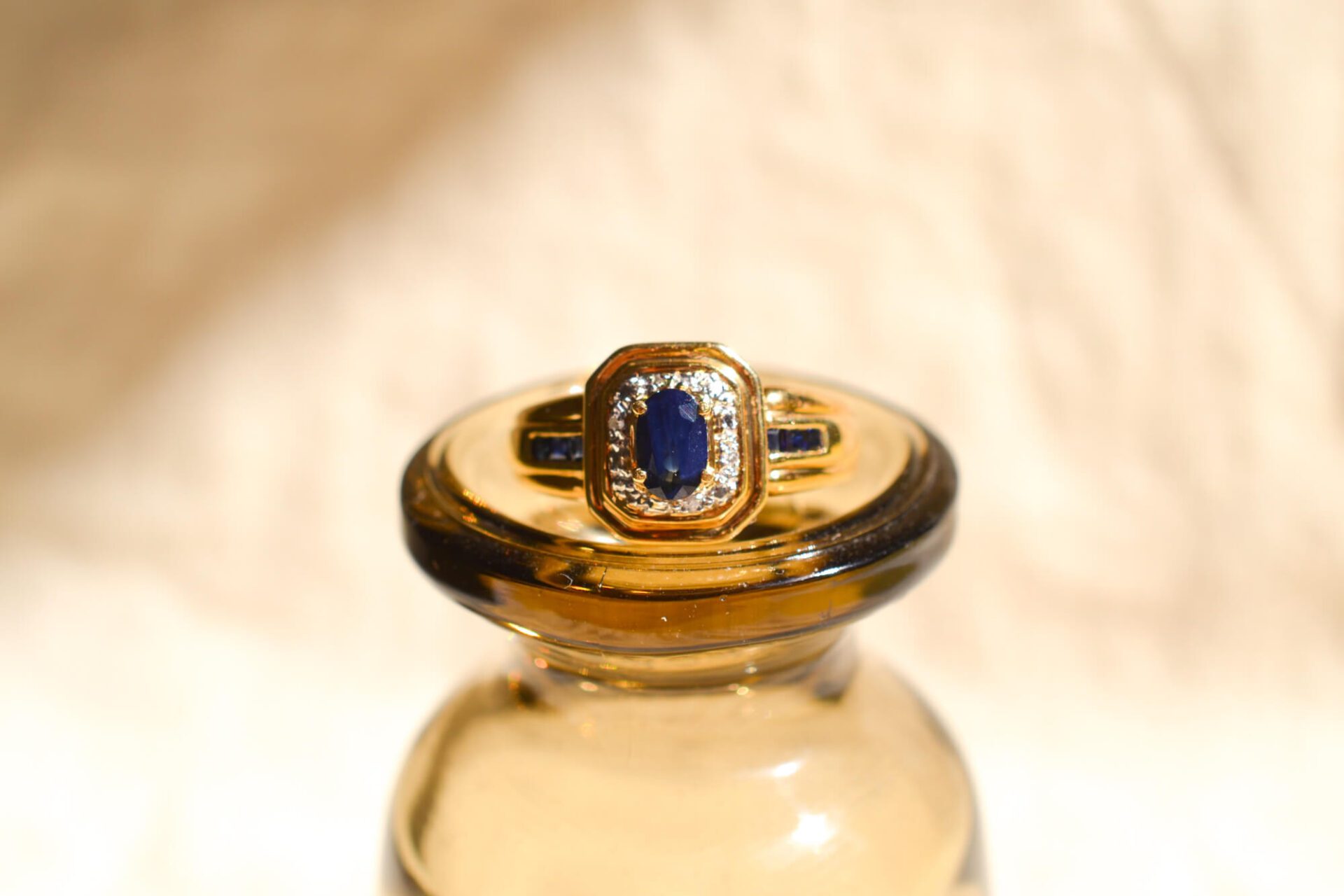 Bague Octogonale Saphirs et Diamants