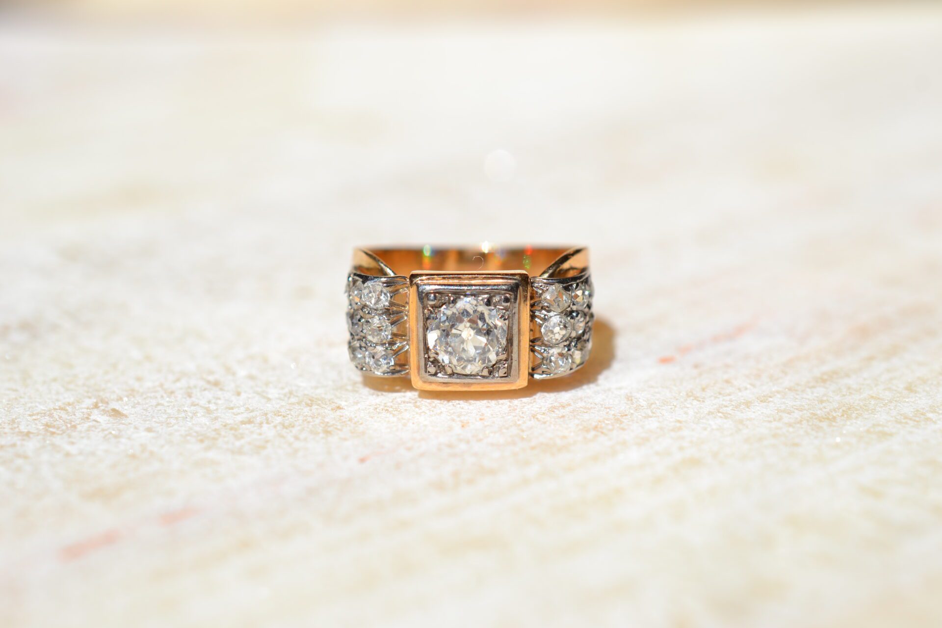 Bague Tank 2 Ors et Diamants